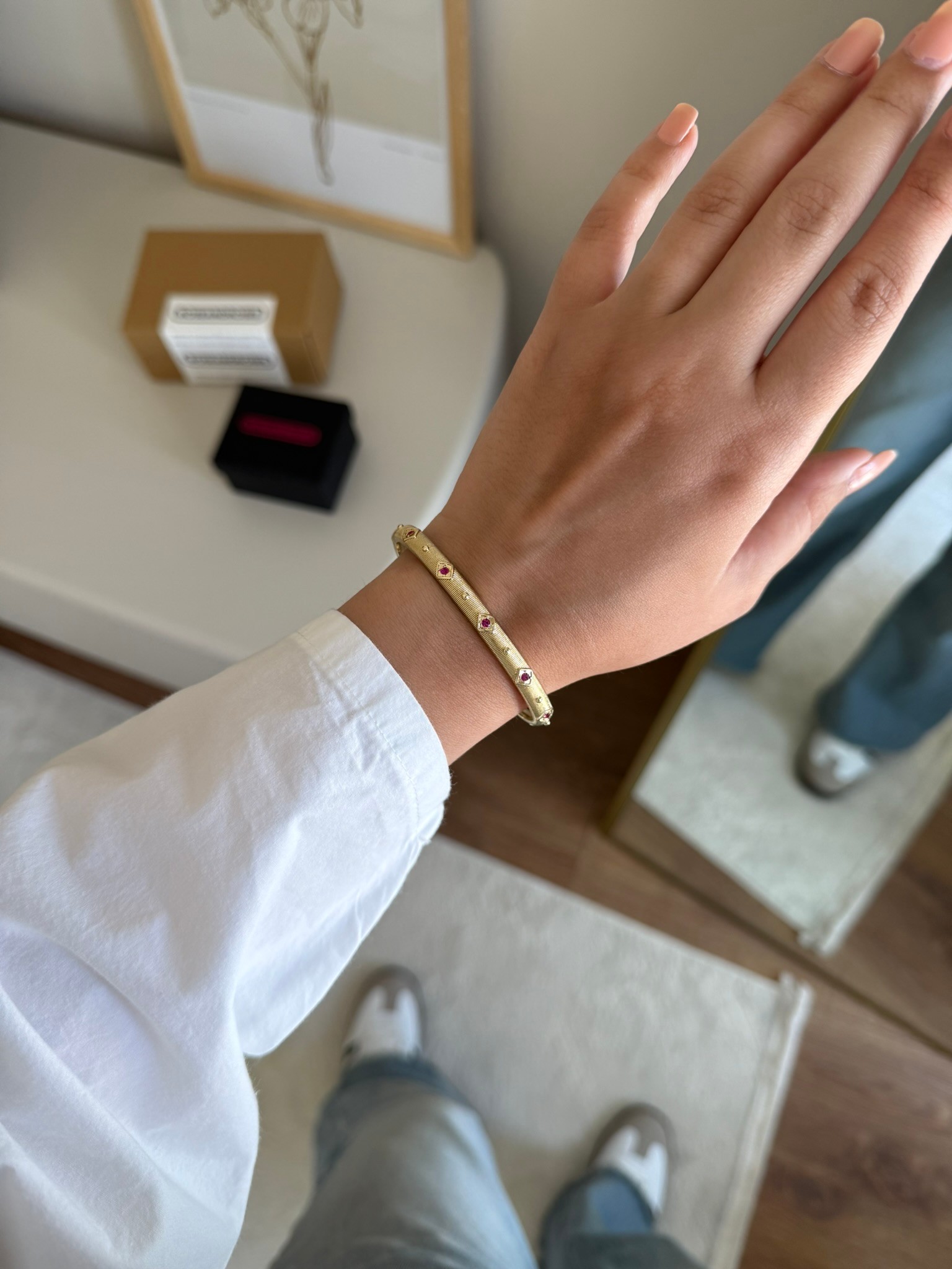 Pembe Mineli Taş Yeni Sezon Bileklik Gold