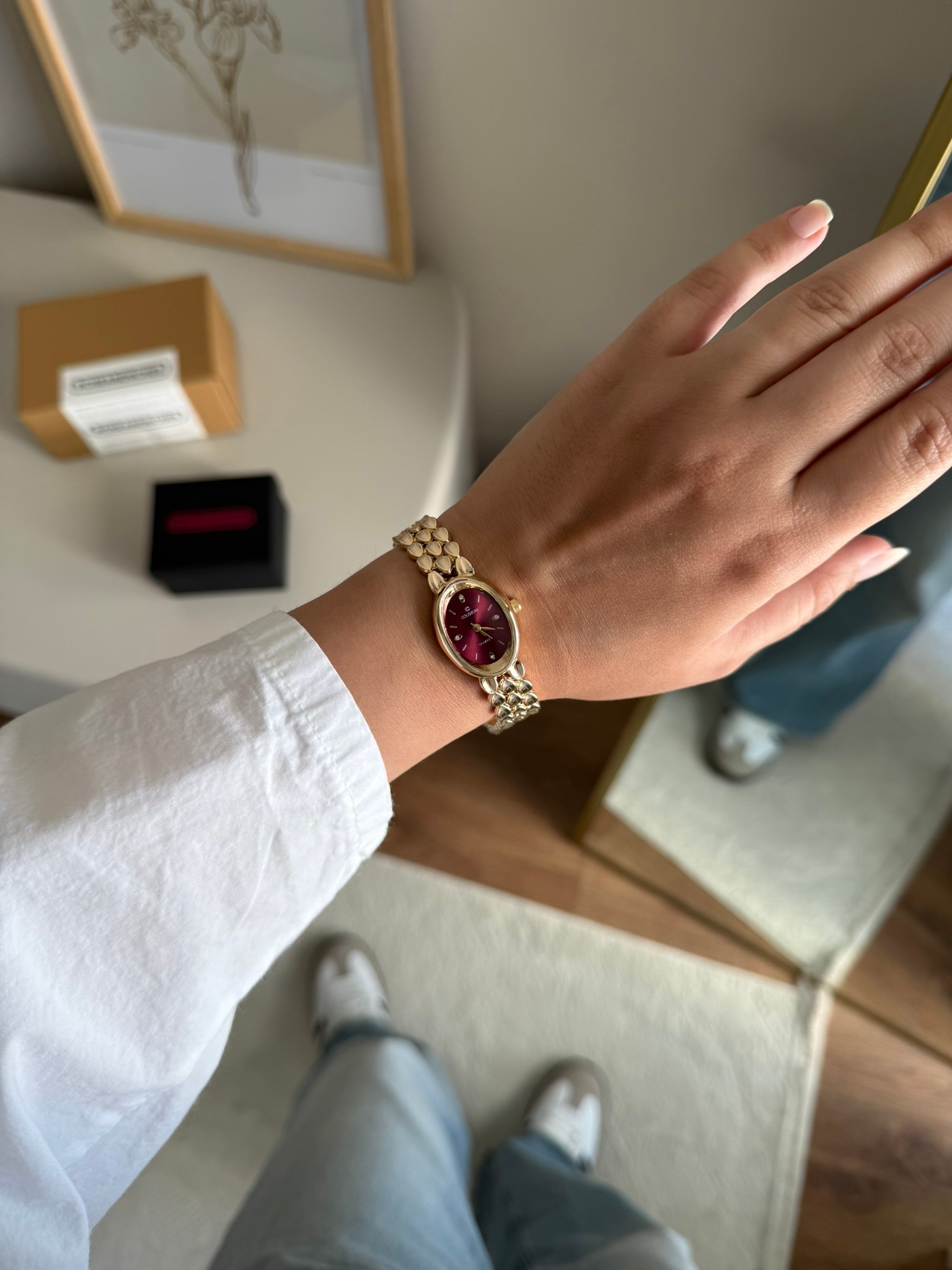 Fensa Minimal Vintage Model Kadın Kol Saati Gold (Bordo Kadran)
