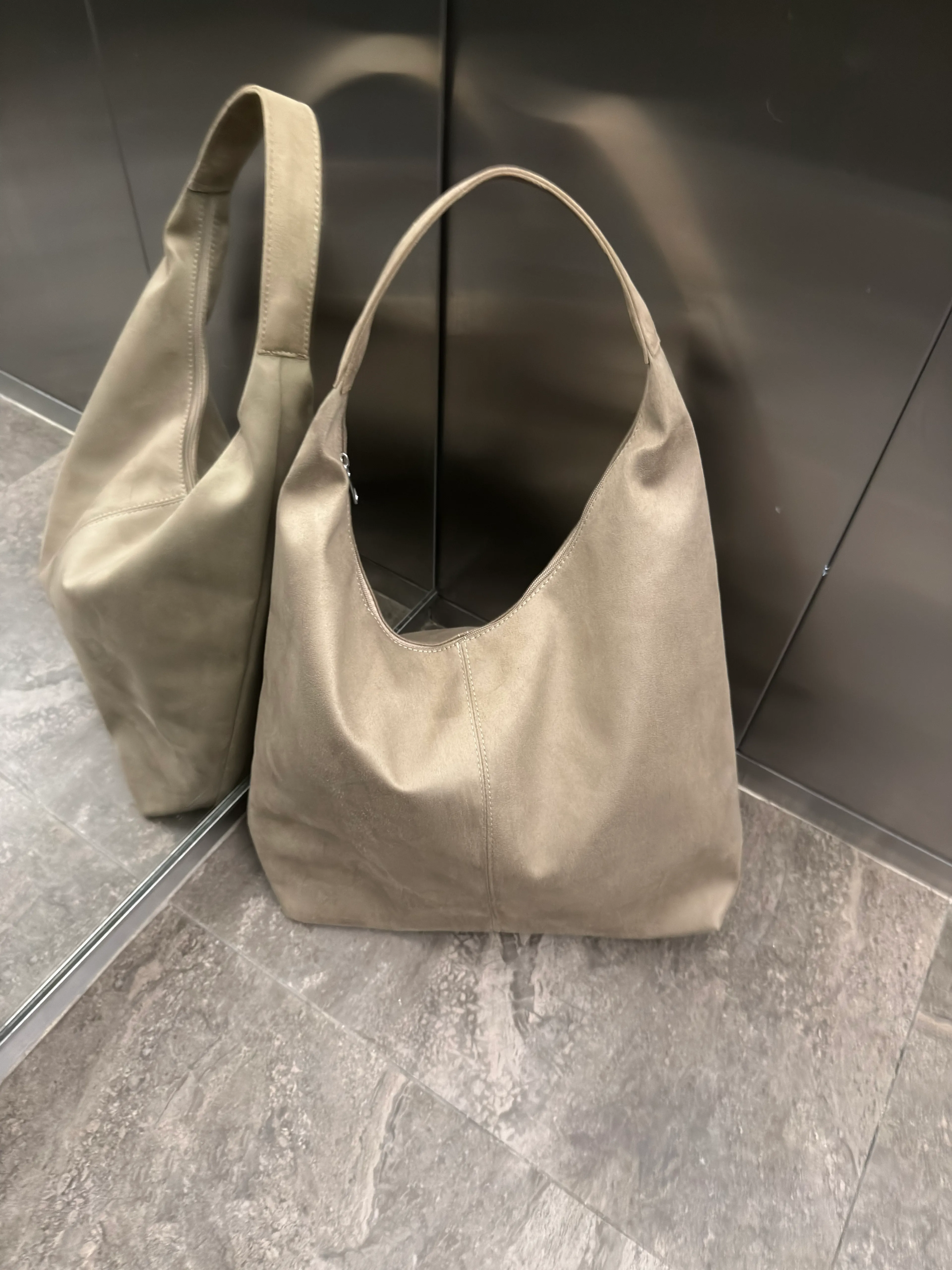 Lofale Süet Salaş Model Kadın Omuz Çanta - Vizon