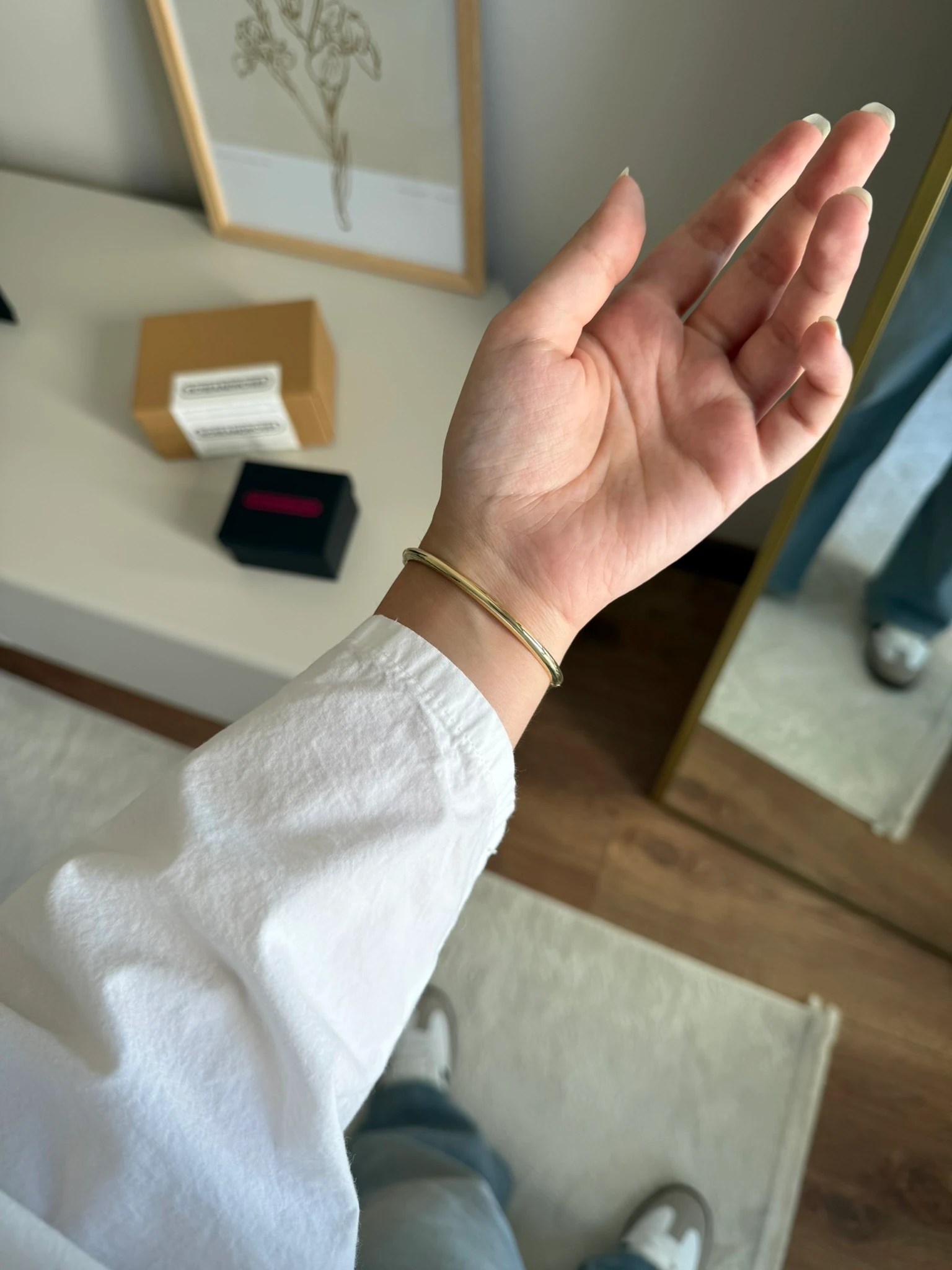 Çiçekli Renkli Kelepçe Bileklik Gold