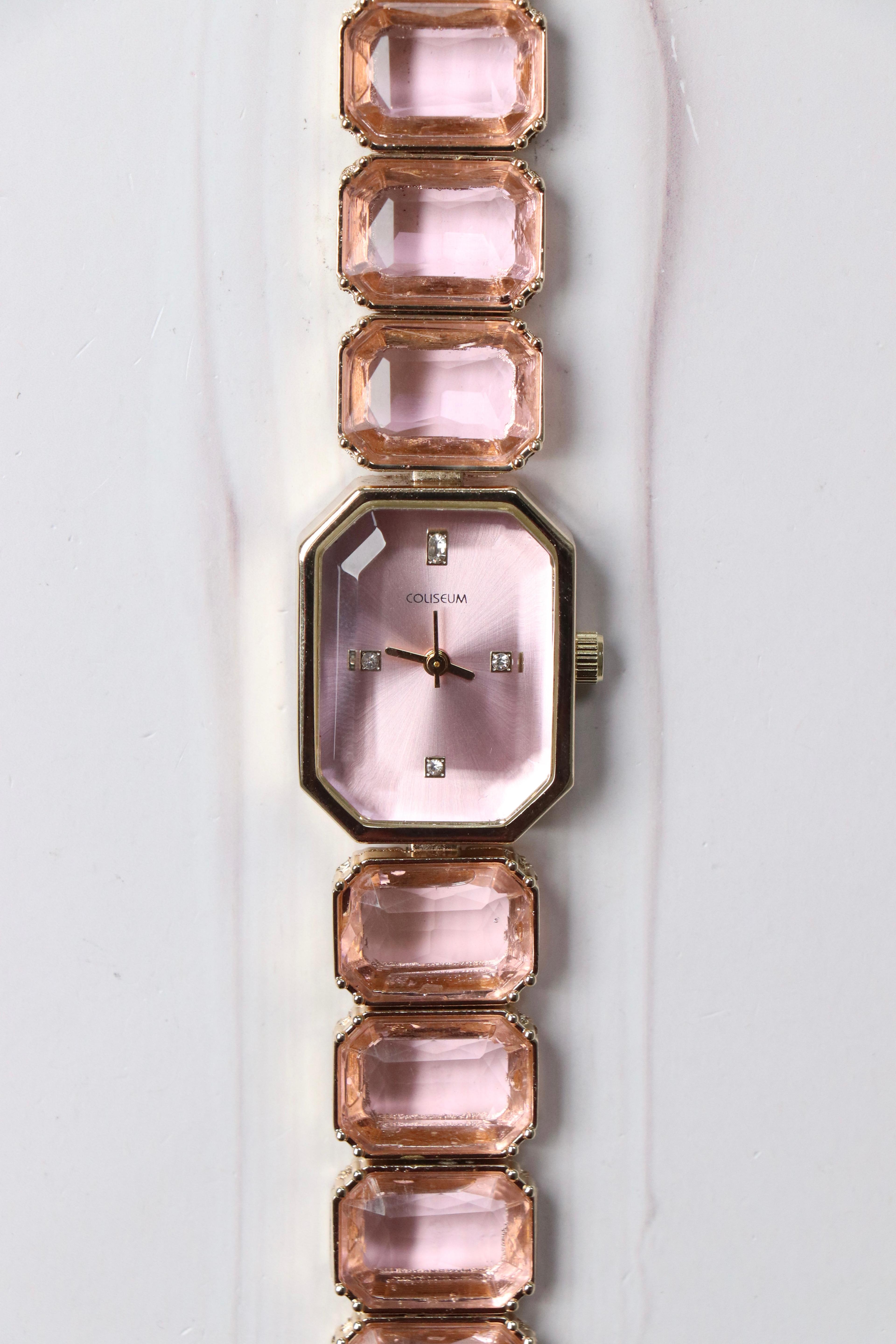 Trend Sw Orijinal Tasarım Taşlı Model Kadın Kol Saati Pembe (Gold Kasa)