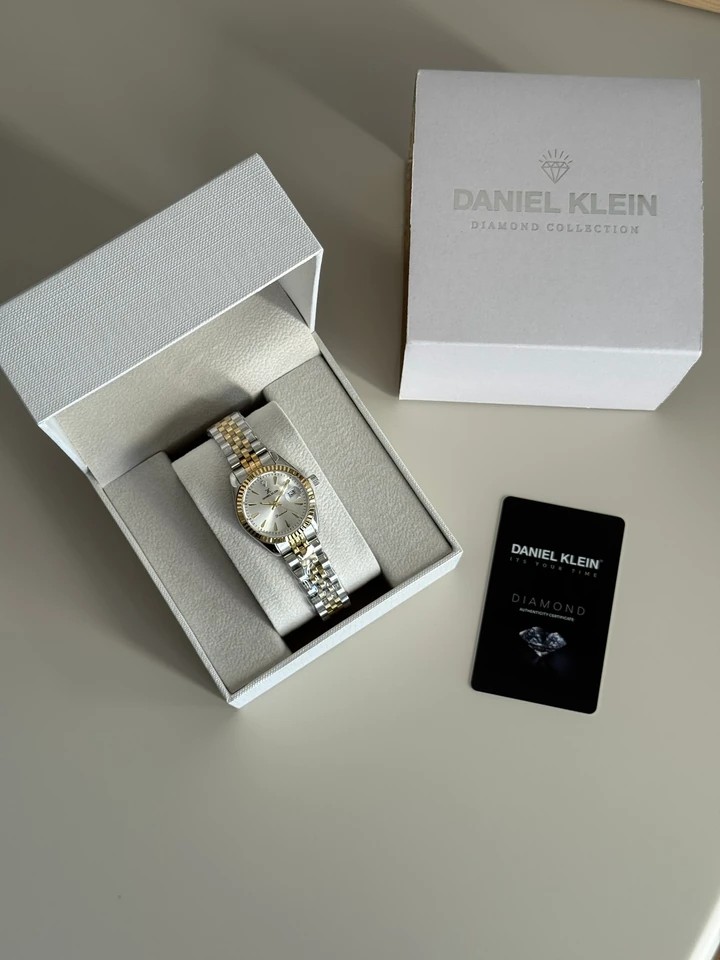 Daniel Klein Diamond Seri Garantili Premium Kadın Kol Saati Gold-Gümüş Renk (Beyaz Kadran) RSDK-110