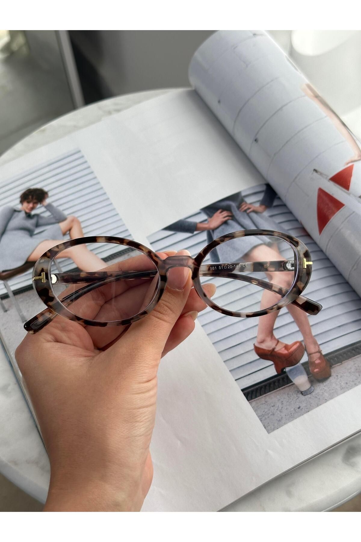 Optik Uyumlu Kemik Model Blue Block Mavi Işık Koruyucu Gözlük Leopar Desenli