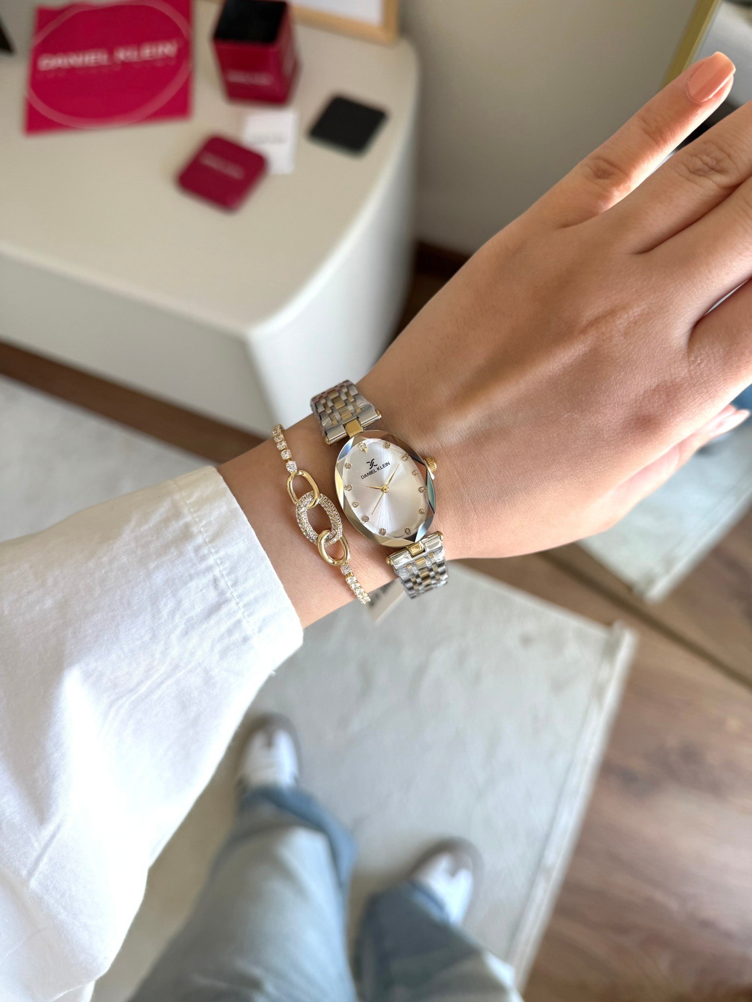 Daniel Klein Garantili Premium Kadın Kol Saati Gold-Gümüş Renk (Beyaz Kadran) RSDK-130