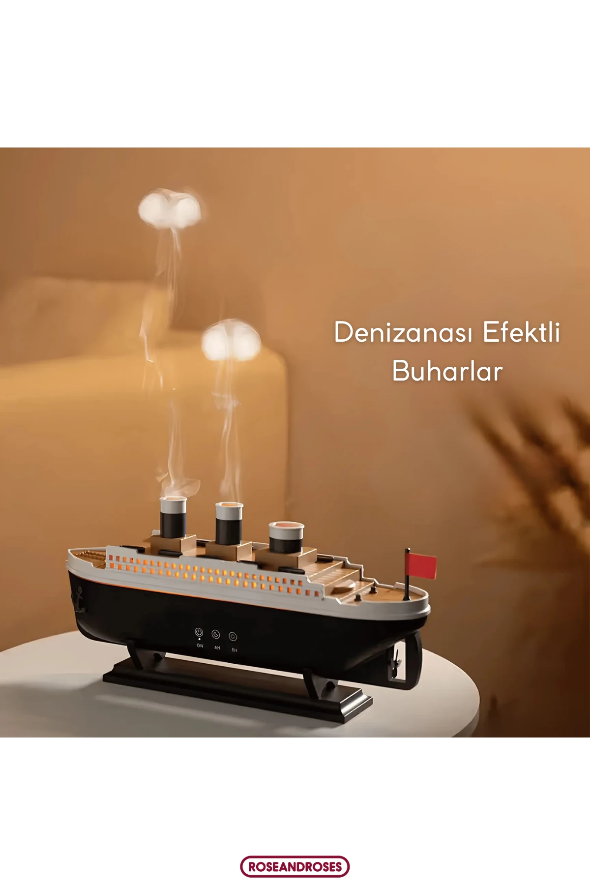 Gemi Görünümlü Buharlı Işıklı Hava Nemlendirici