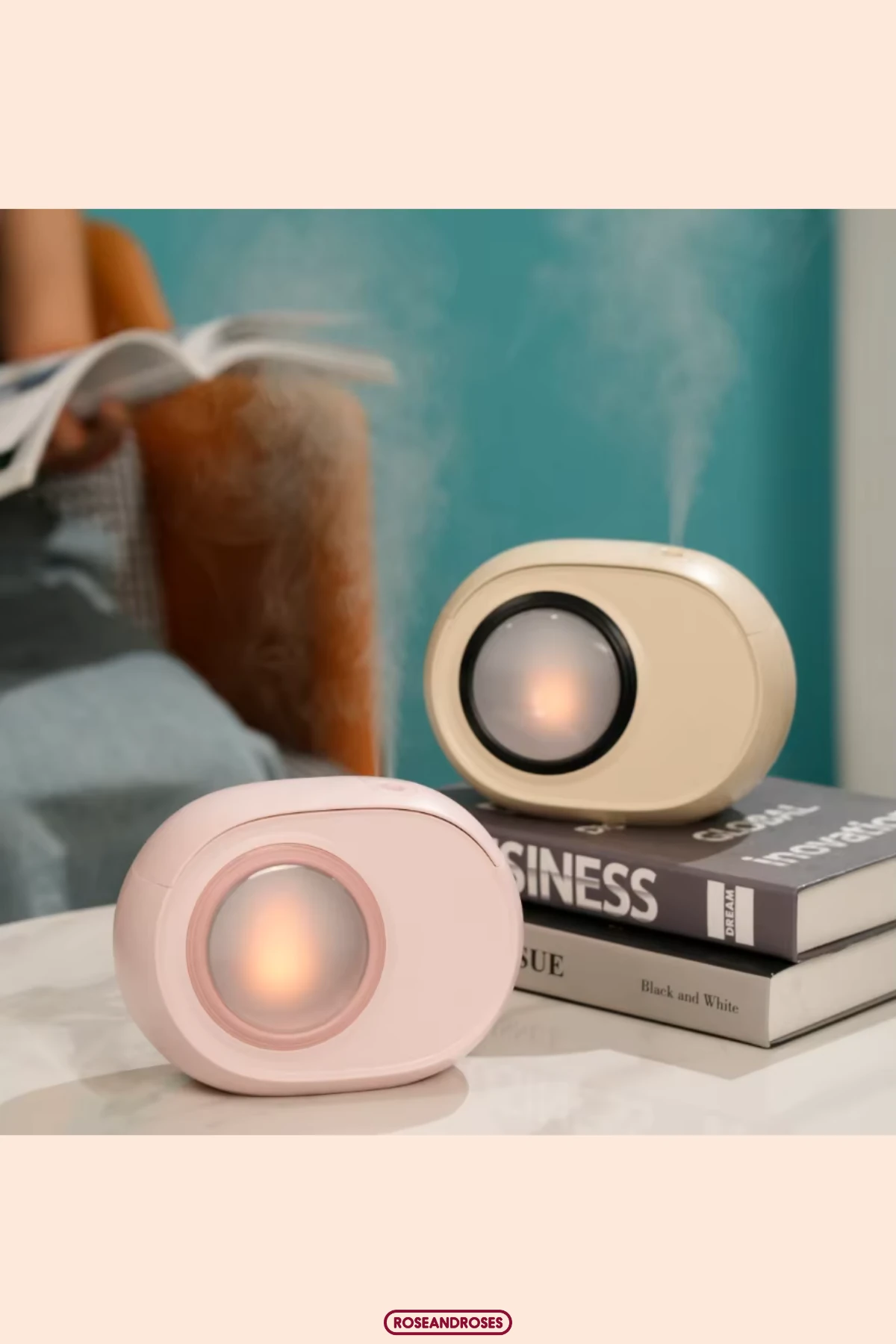 Ateş Efektli Buharlı Hava Nemlendirici ve Difüzör - Krem