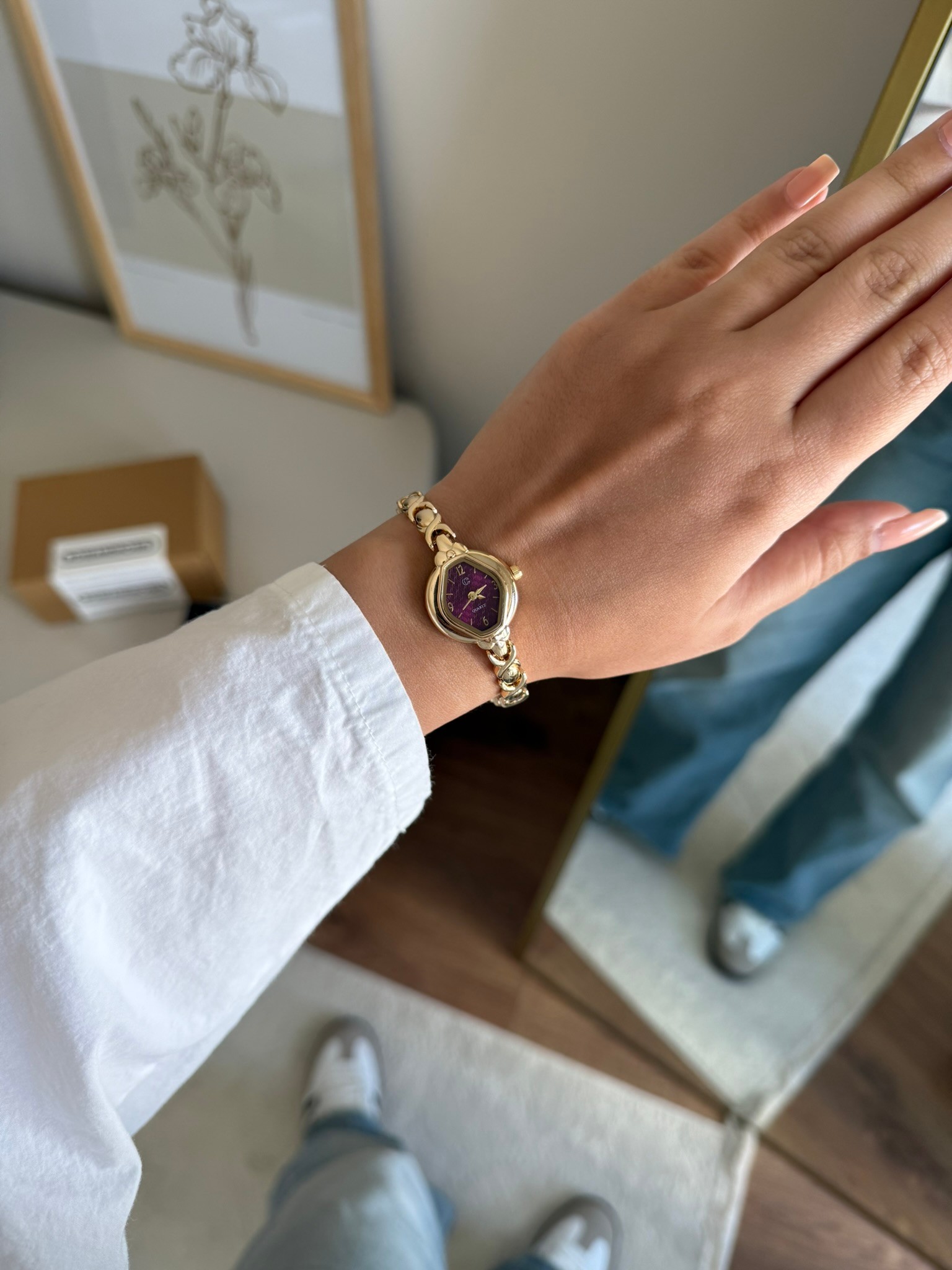 Meffa Minimal Vintage Model Kadın Kol Saati Gold (Bordo Kadran)