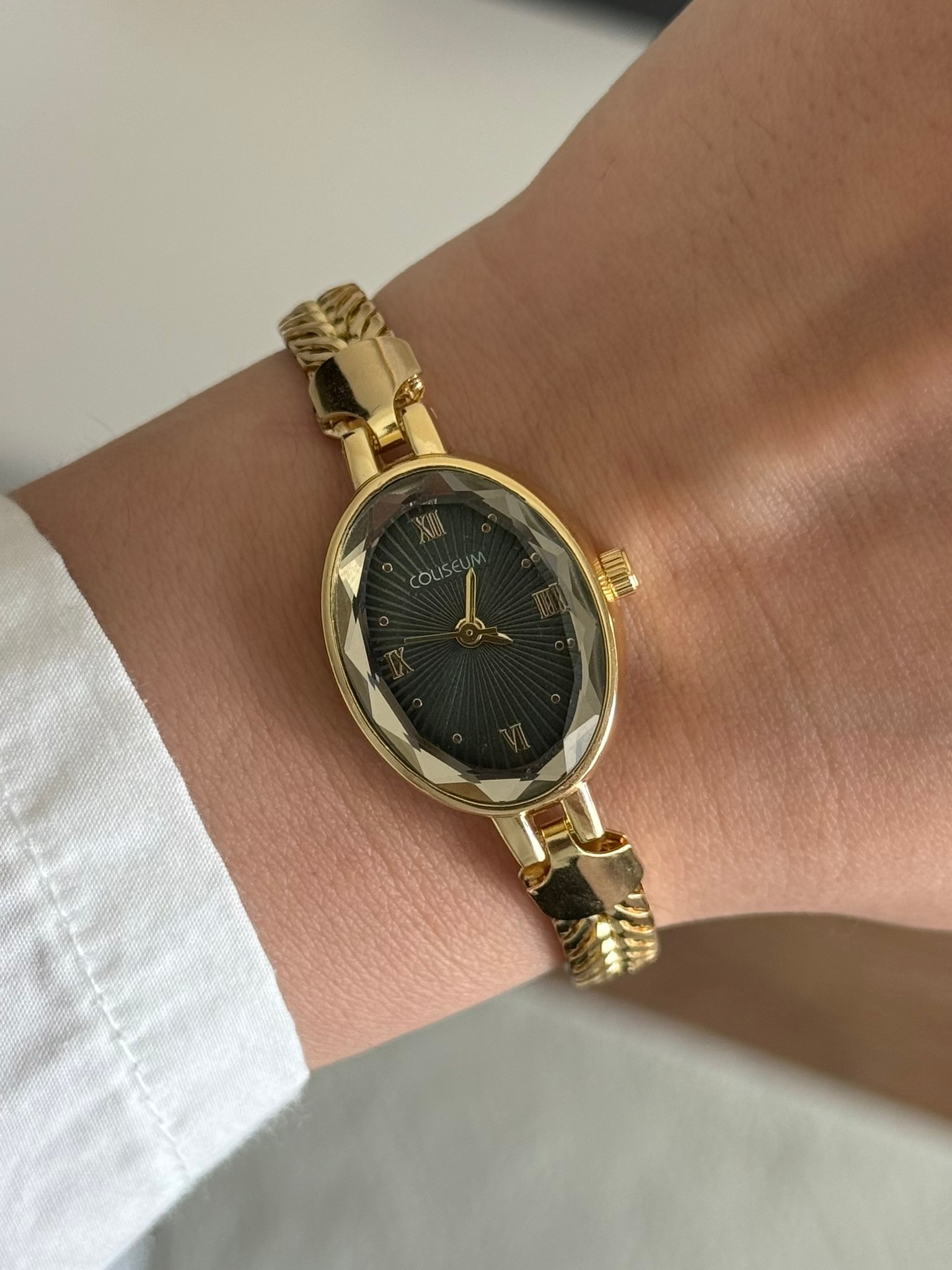Lunox Örgü Zincir Kordon Minimal Kadın Kol Saati Gold (Yeşil Kadran)