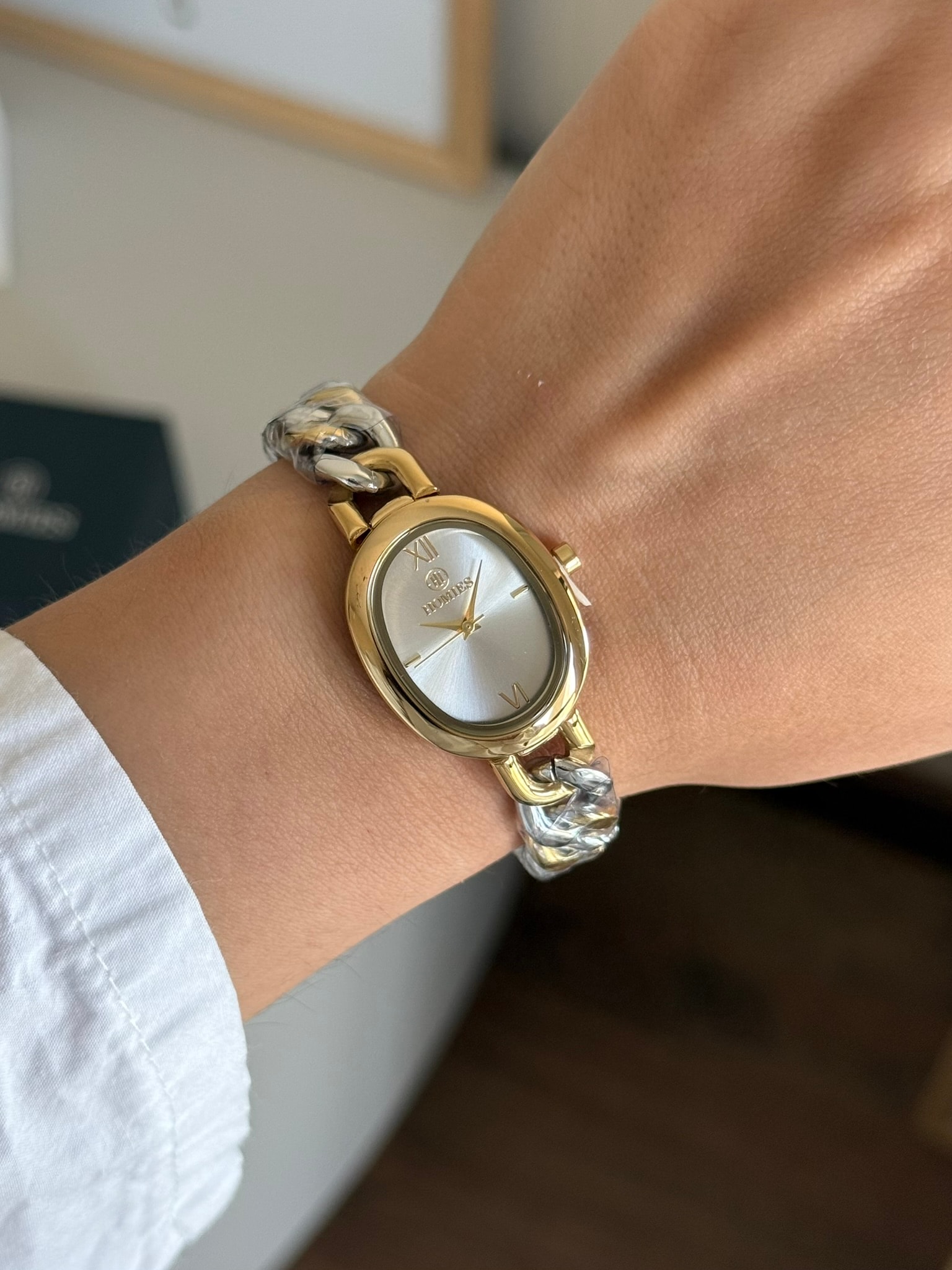 Homies Garantili Premium Kol Saati Gold-Gümüş (Beyaz Kadran) RSHMS-274