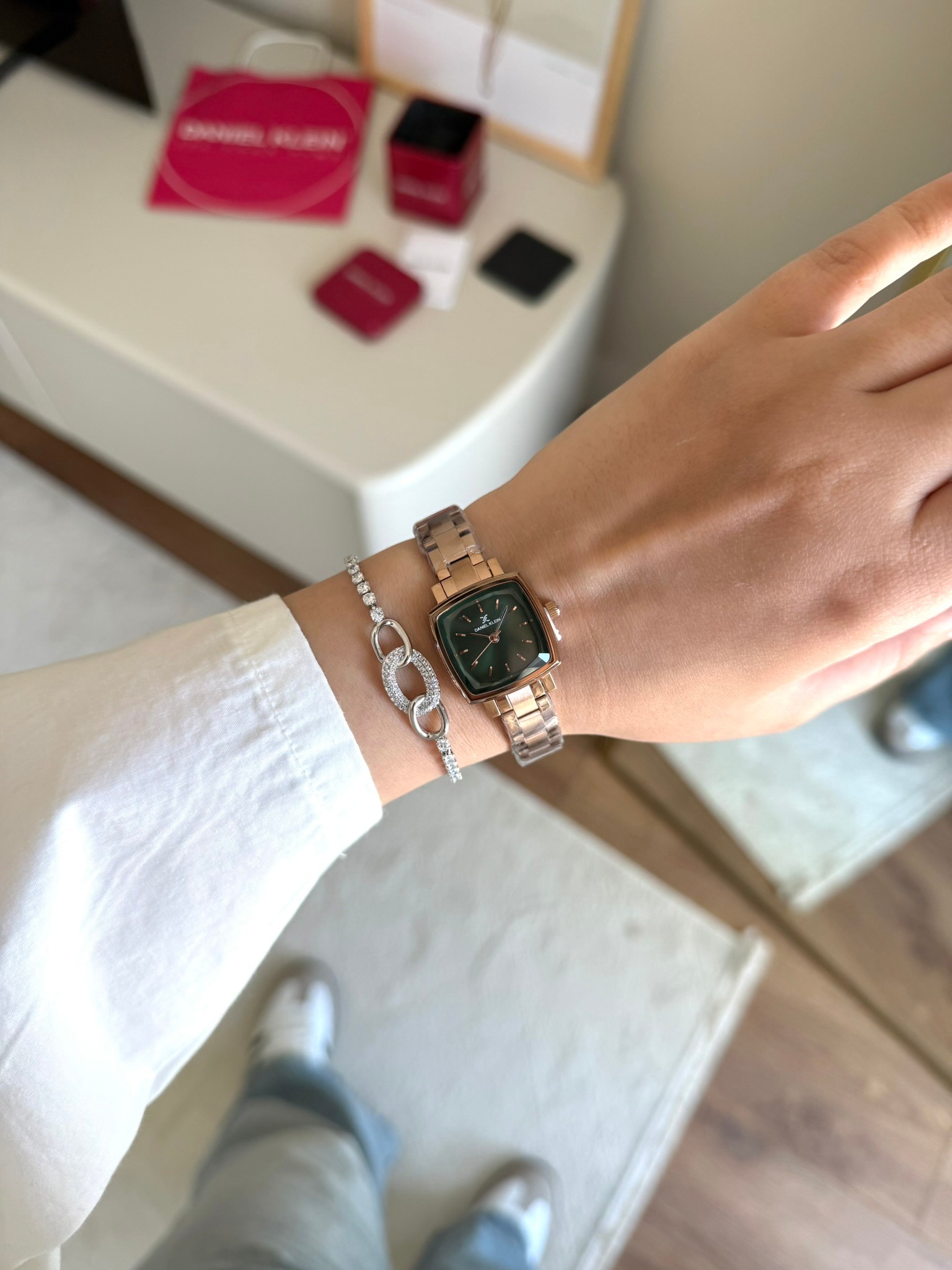 Daniel Klein Garantili Premium Kadın Kol Saati Rose Renk (Yeşil Kadran) RSDK-145