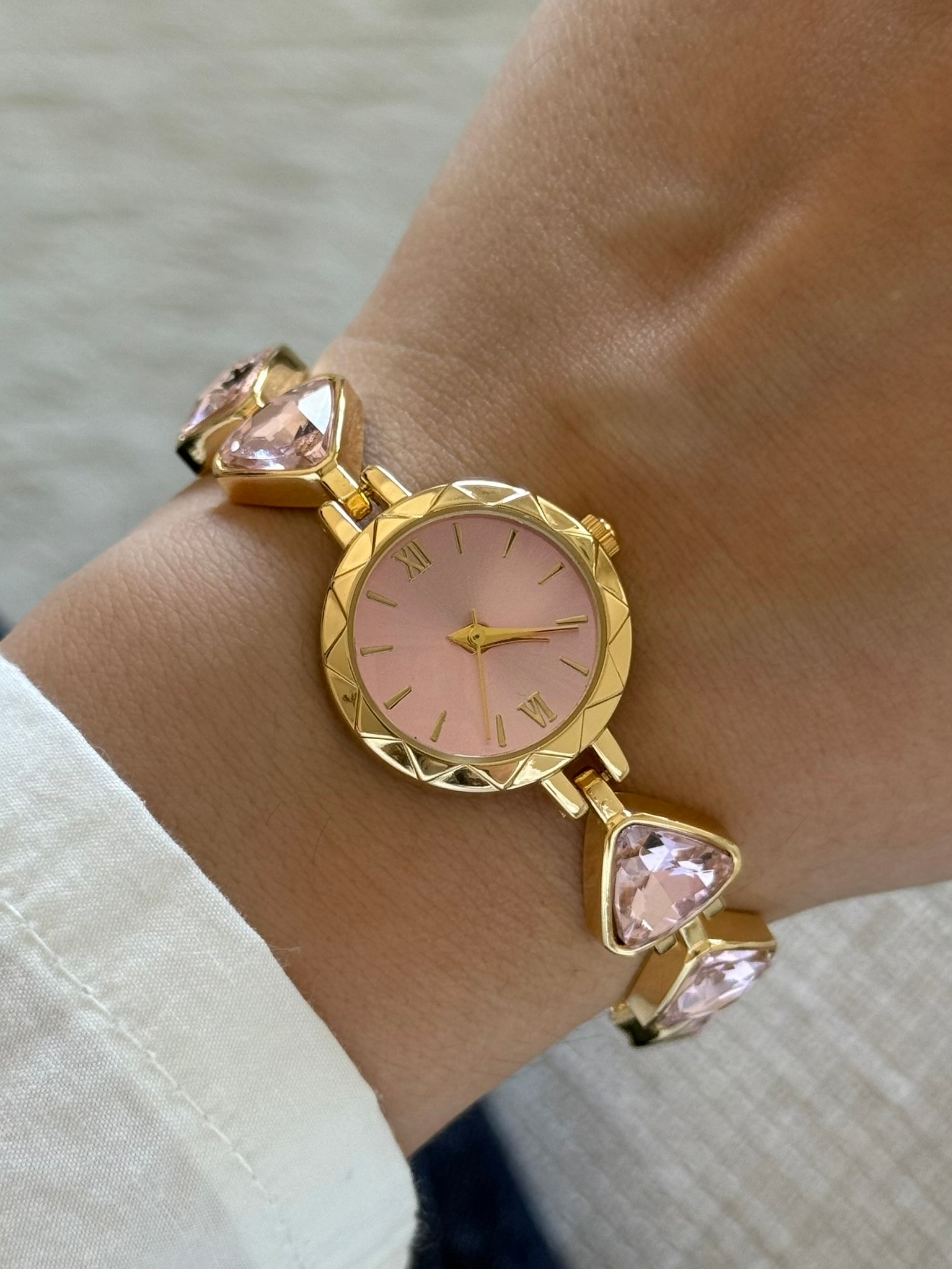 Colette Taşlı Kordon Yeni Sezon Kadın Kol Saati Gold (Pembe Kadran)