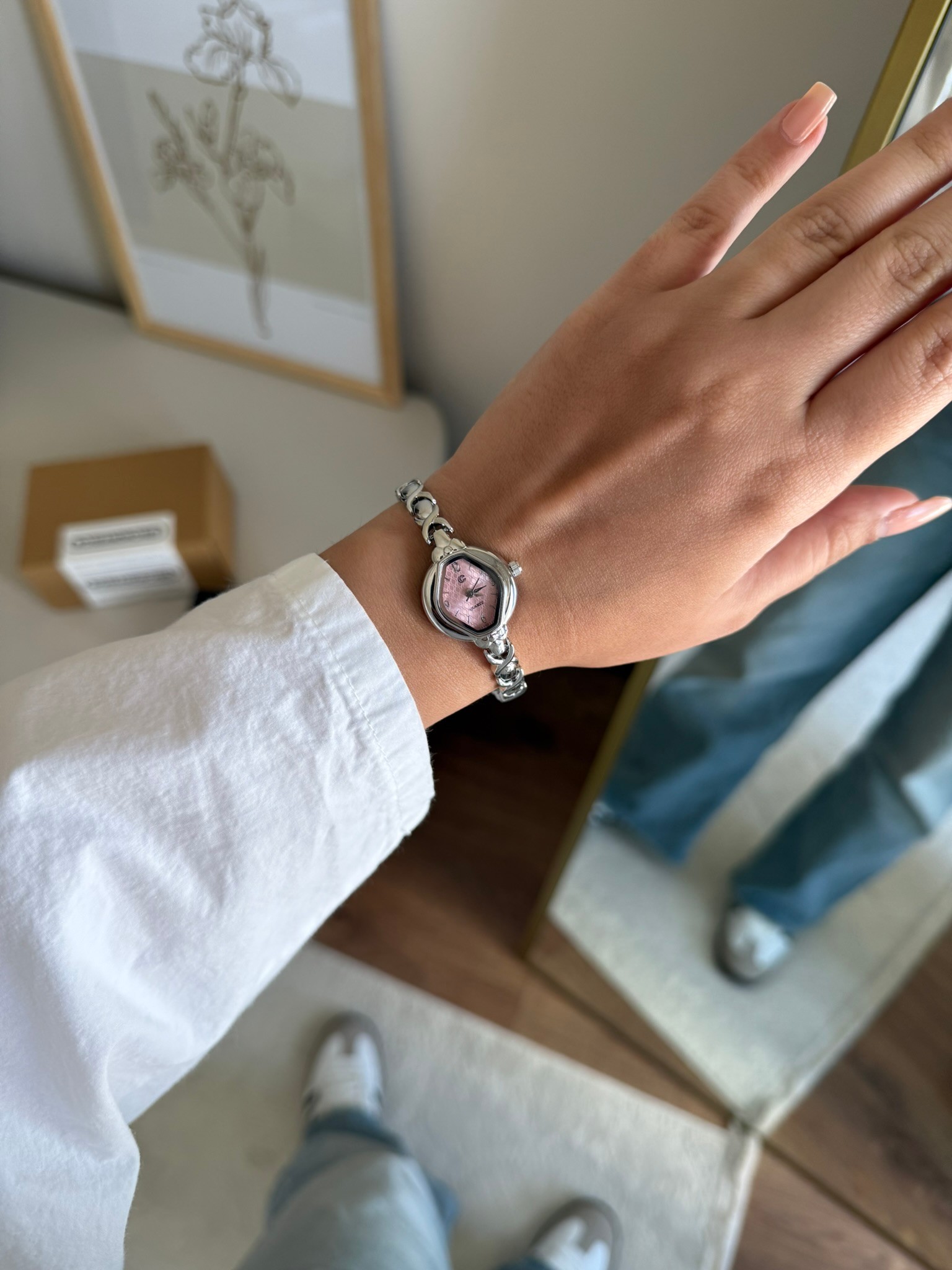 Meffa Minimal Vintage Model Kadın Kol Saati Gümüş (Pembe Kadran)