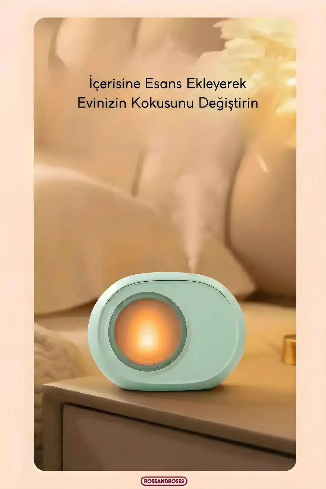 Ateş Efektli Buharlı Hava Nemlendirici ve Difüzör - Su Yeşili