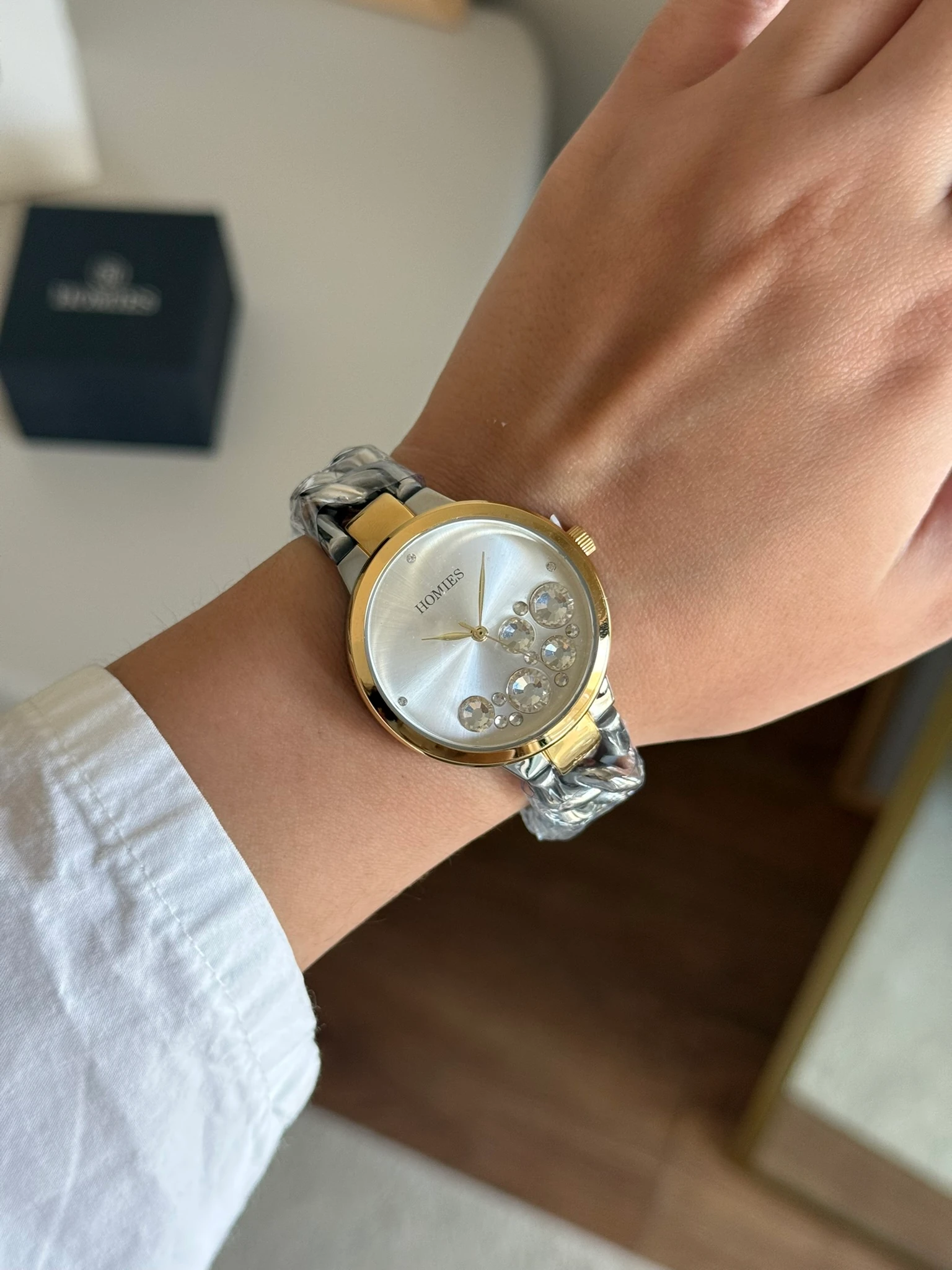 Homies Garantili Premium Kol Saati Gold-Gümüş (Beyaz Kadran) RSHMS-286