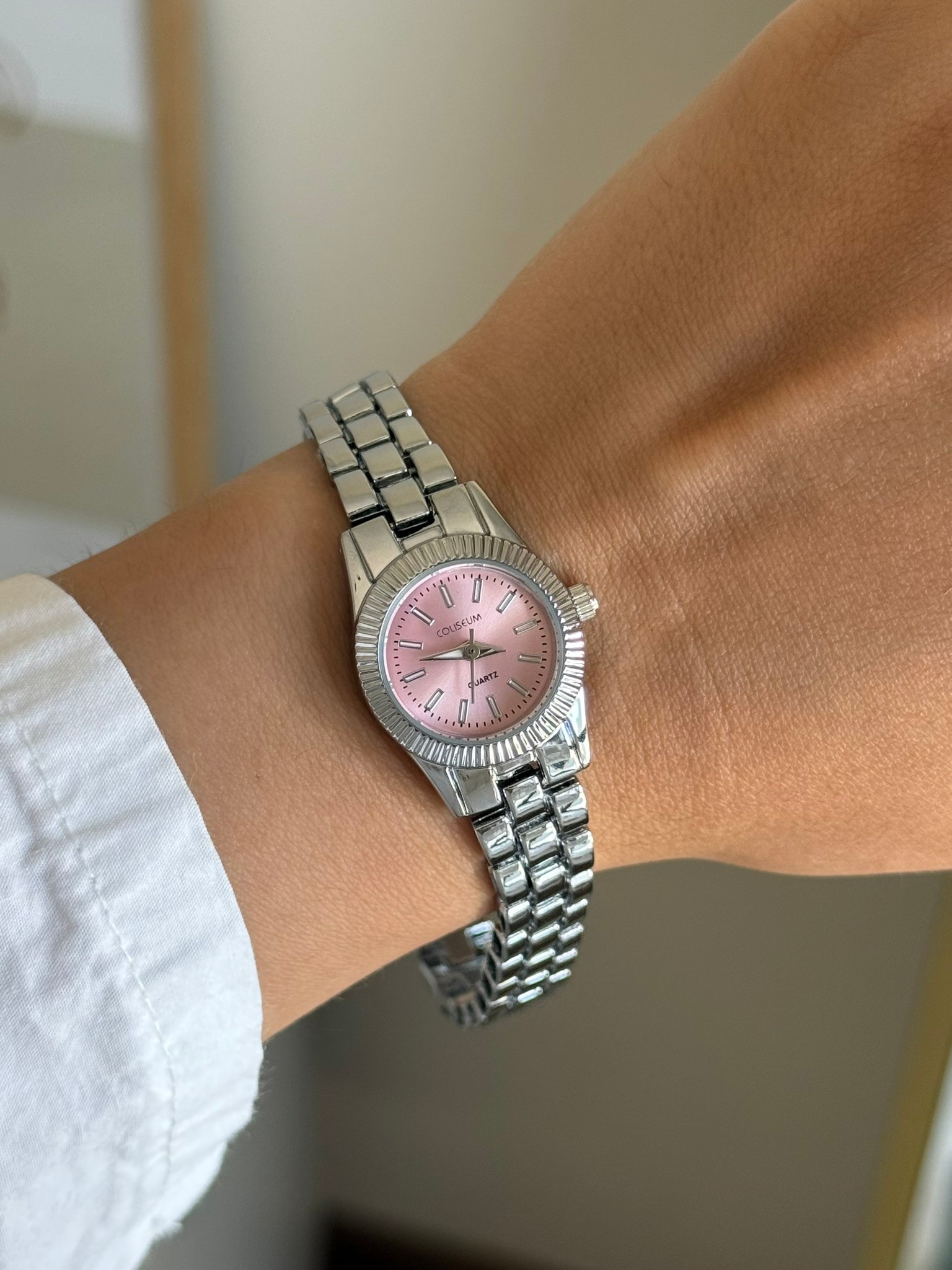 Rocio Minimal Muadil Kadın Kol Saati Gümüş (Pembe Kadran)