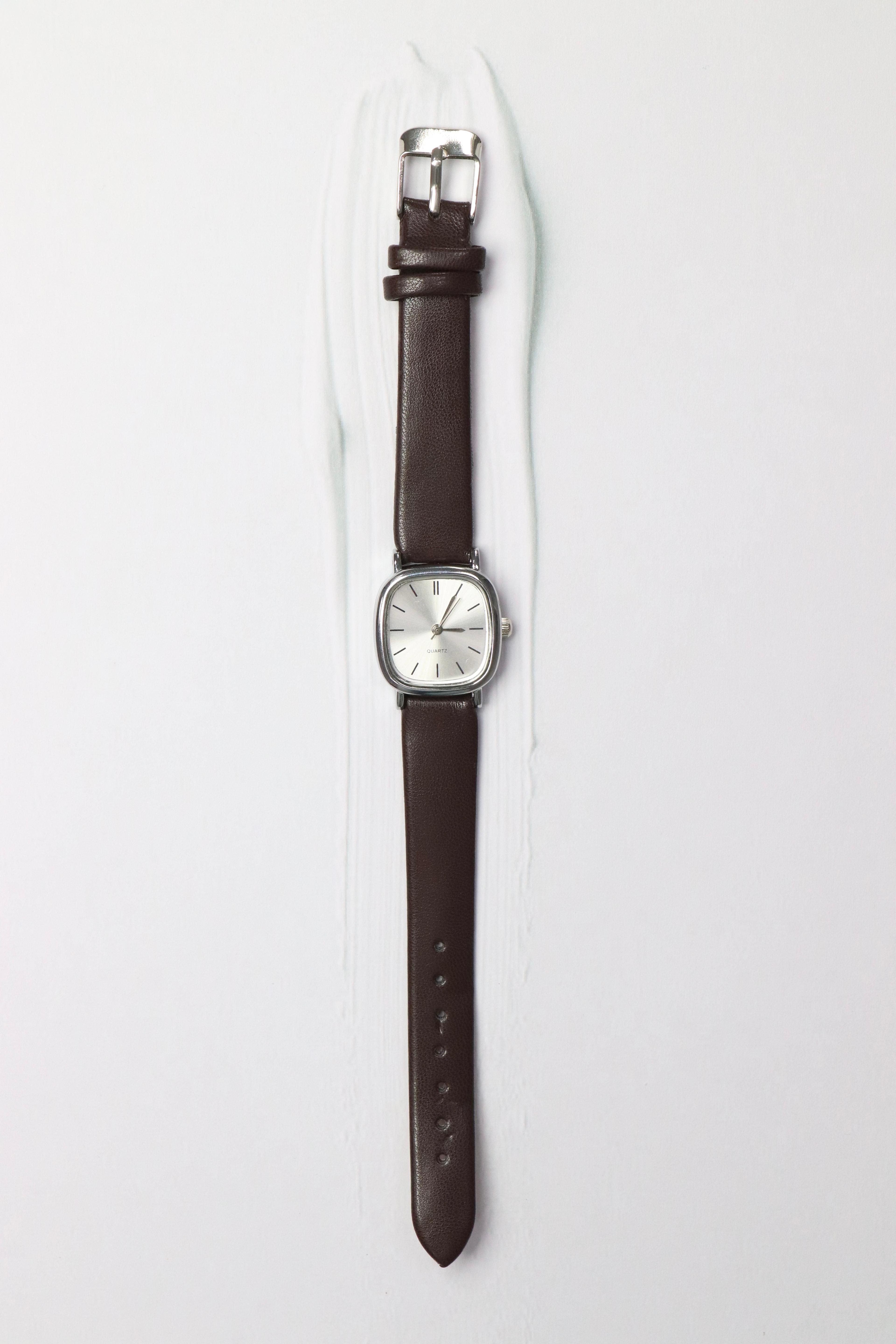 Tiny Minimal Deri Kayış Vintage Kadın Kol Saati Gümüş Kasa Kahverengi Kordon