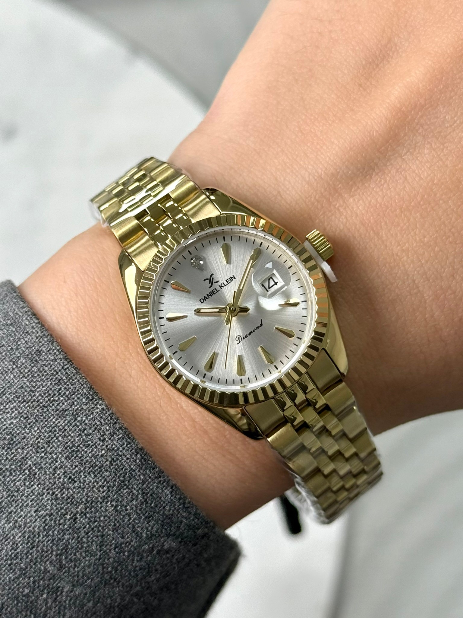 Daniel Klein Diamond Seri Garantili Premium Kadın Kol Saati Gold Renk (Beyaz Kadran) RSDK-109