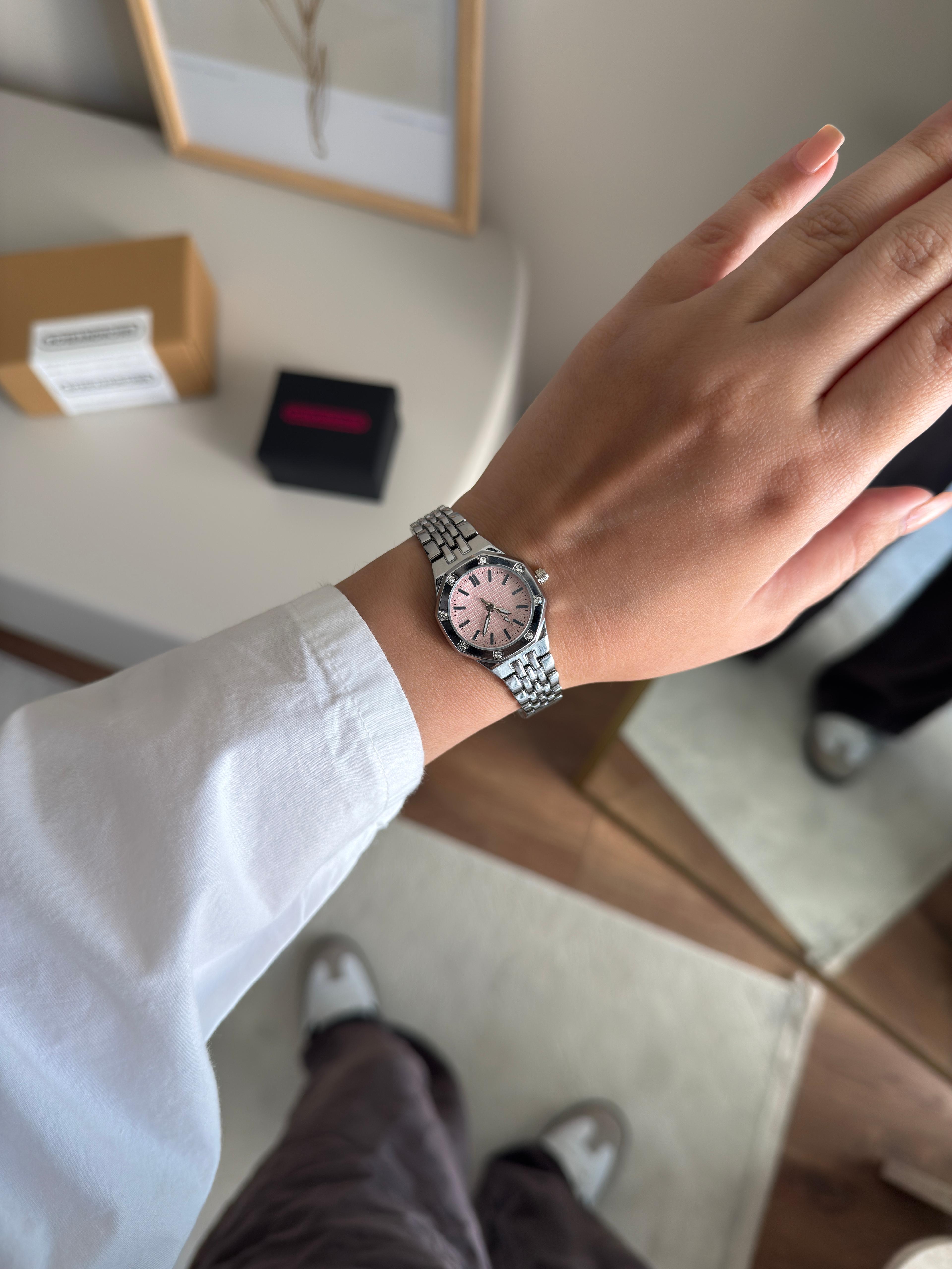 Velmars Muadil Model Kadın Kol Saati Gümüş (Pembe Kadran)