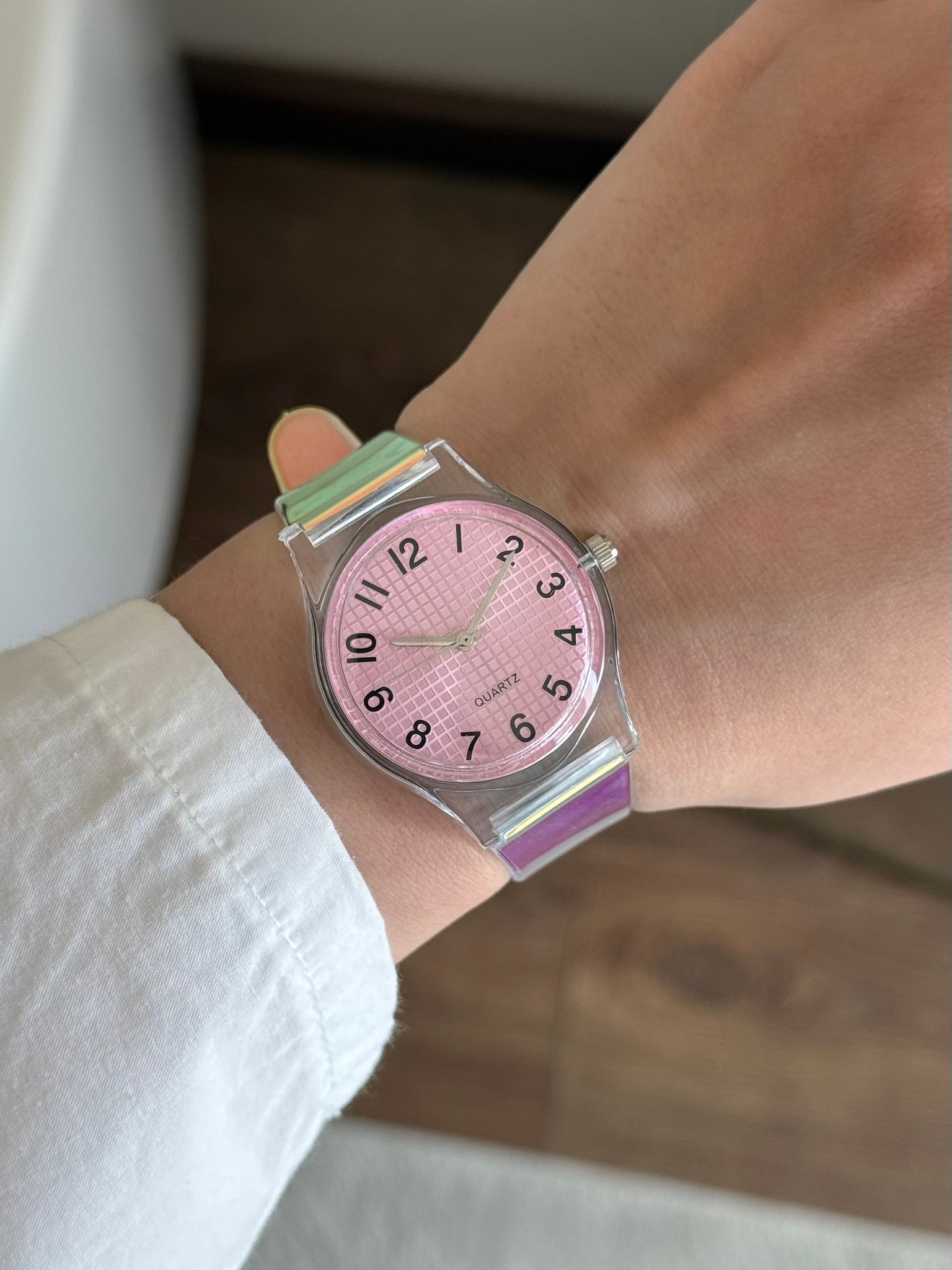 Zeo Silikon Yansımalı Kayış Kol Saati Pembe Kadran