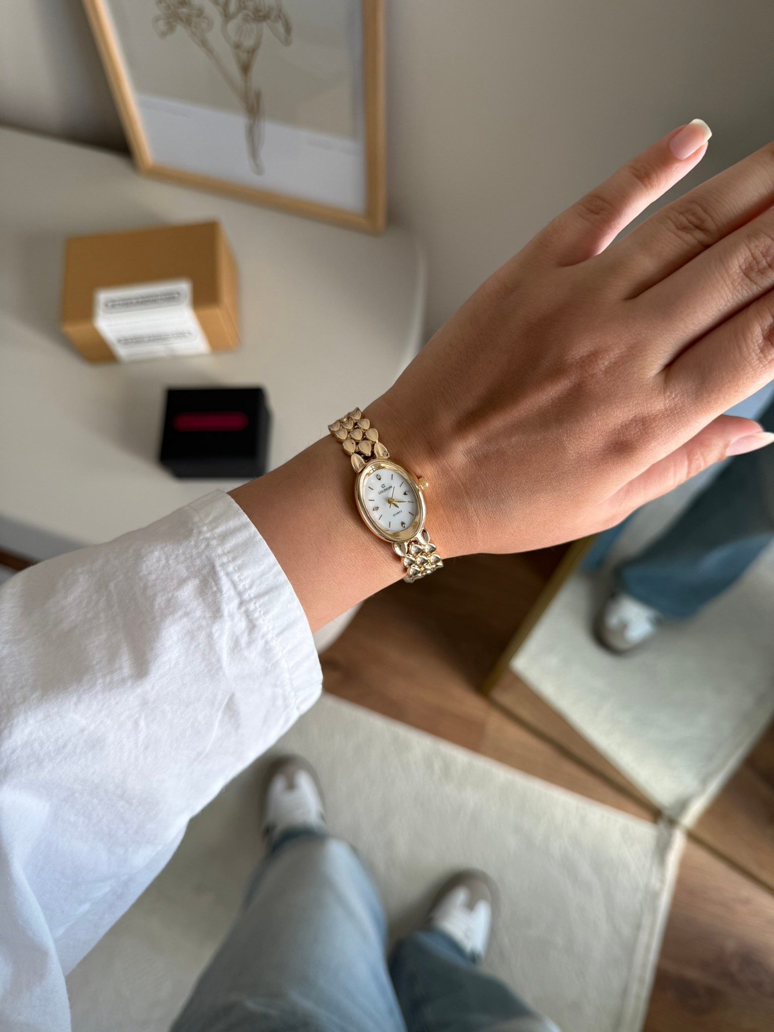 Fensa Minimal Vintage Model Kadın Kol Saati Gold (Beyaz Kadran)