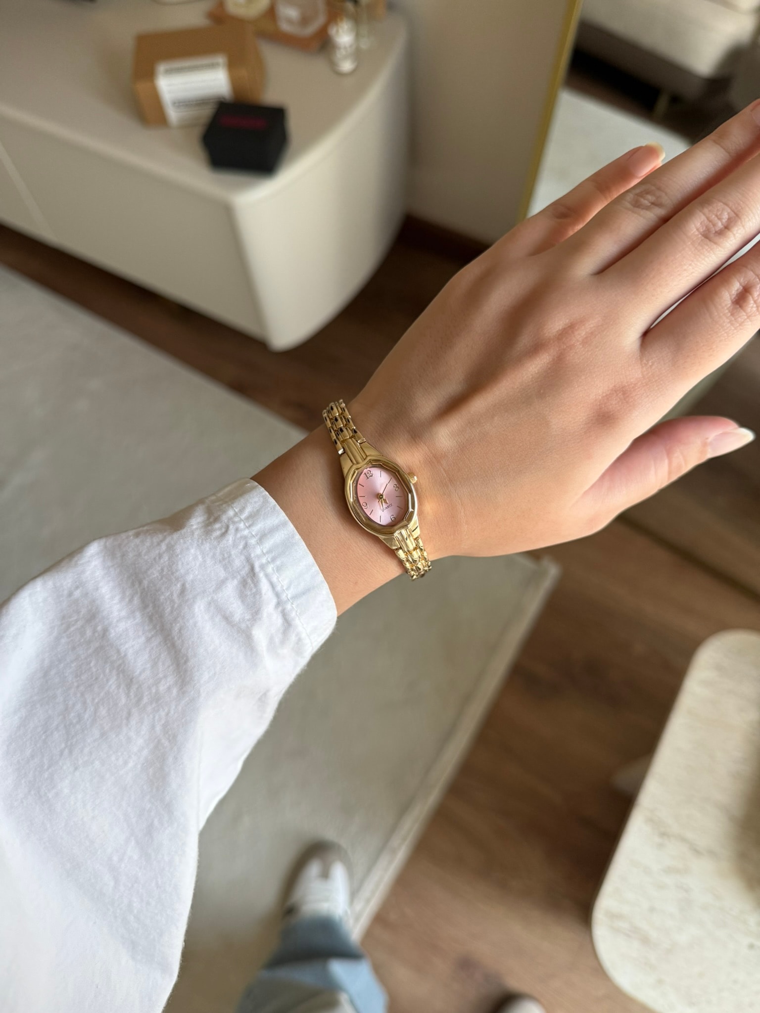 Bonfesa Minimal Kadın Kol Saati Gold (Pembe Kadran)