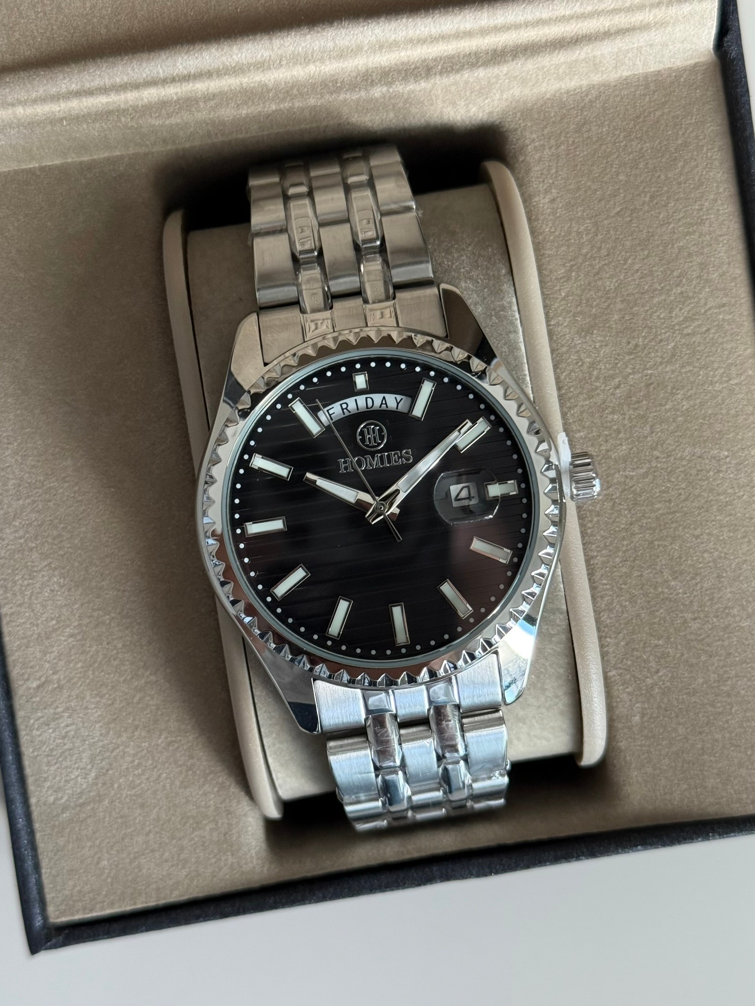 Homies Garantili Premium Çift Saati Gümüş (Siyah Kadran) RSHMS-261