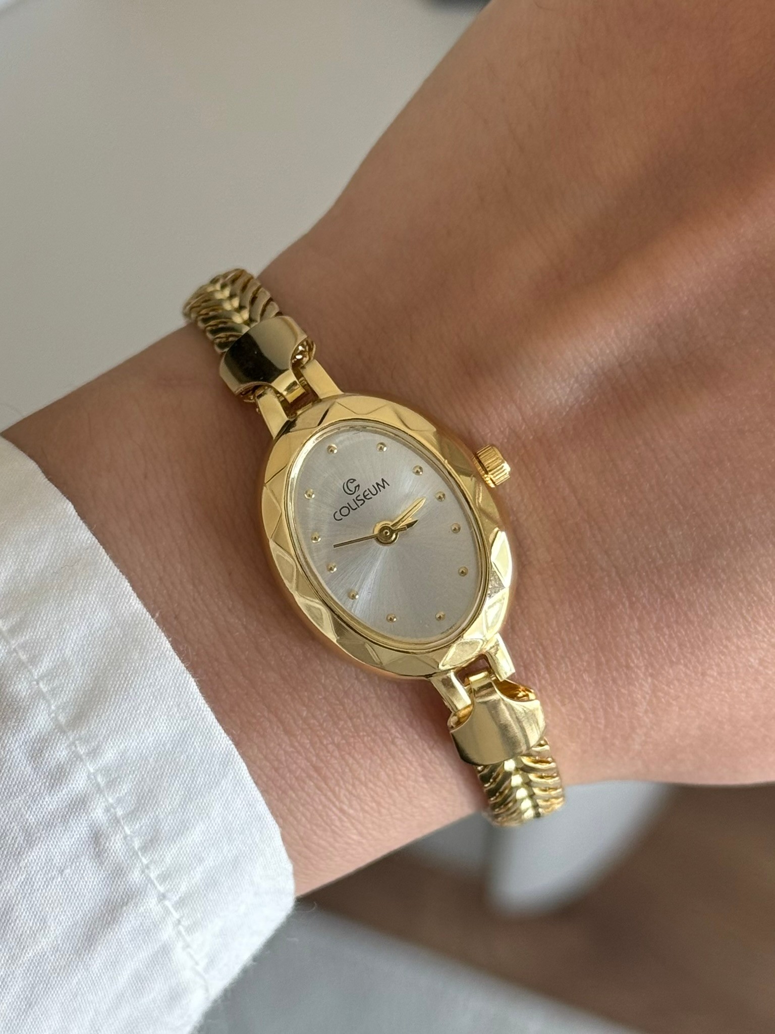 Lenna Örgü Zincir Kordon Minimal Kadın Kol Saati Gold (Beyaz Kadran)