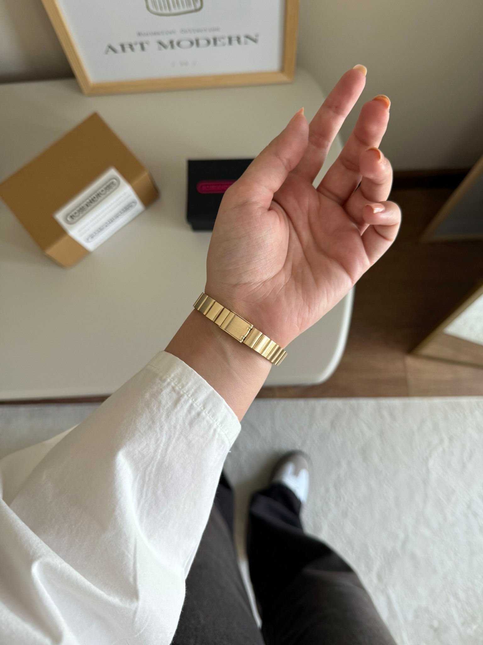 Verila Blok Kordon Kadın Kol Saati Gold (Mavi Kadran)