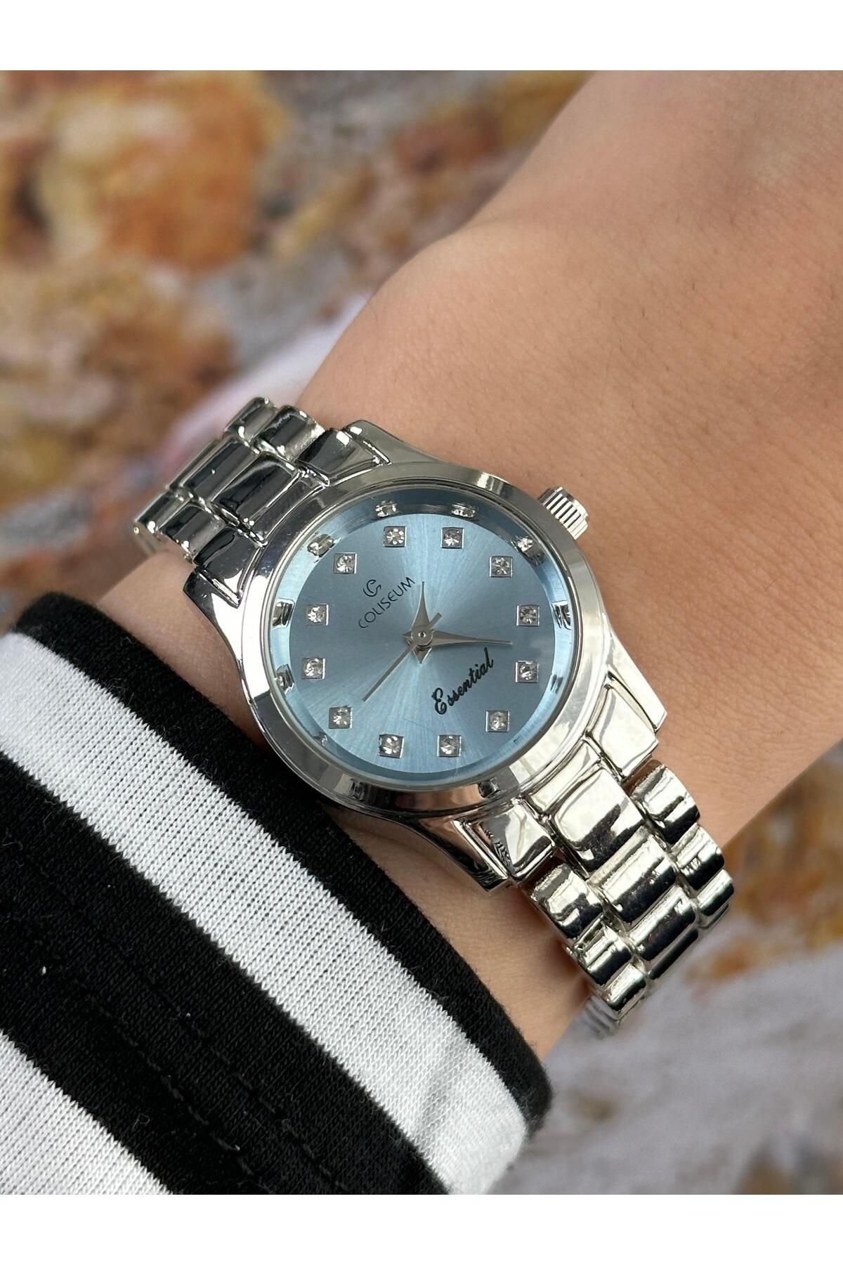 Jesse Özel Seri Kadın Gümüş Renk Mavi Kadran Çelik Minimal Vintage Yeni Sezon Gümüş Kol Saati