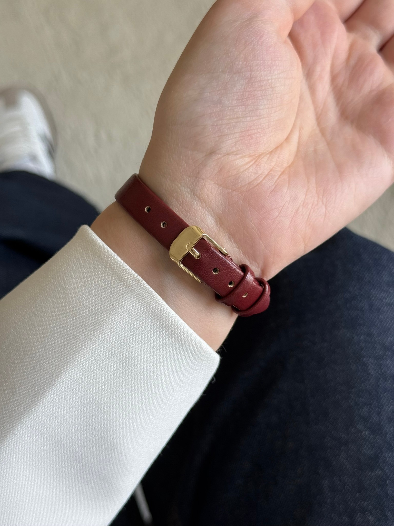 Twig Minimal Deri Kayış Vintage Model Kadın Kol Saati Bordo (Gold Kasa)