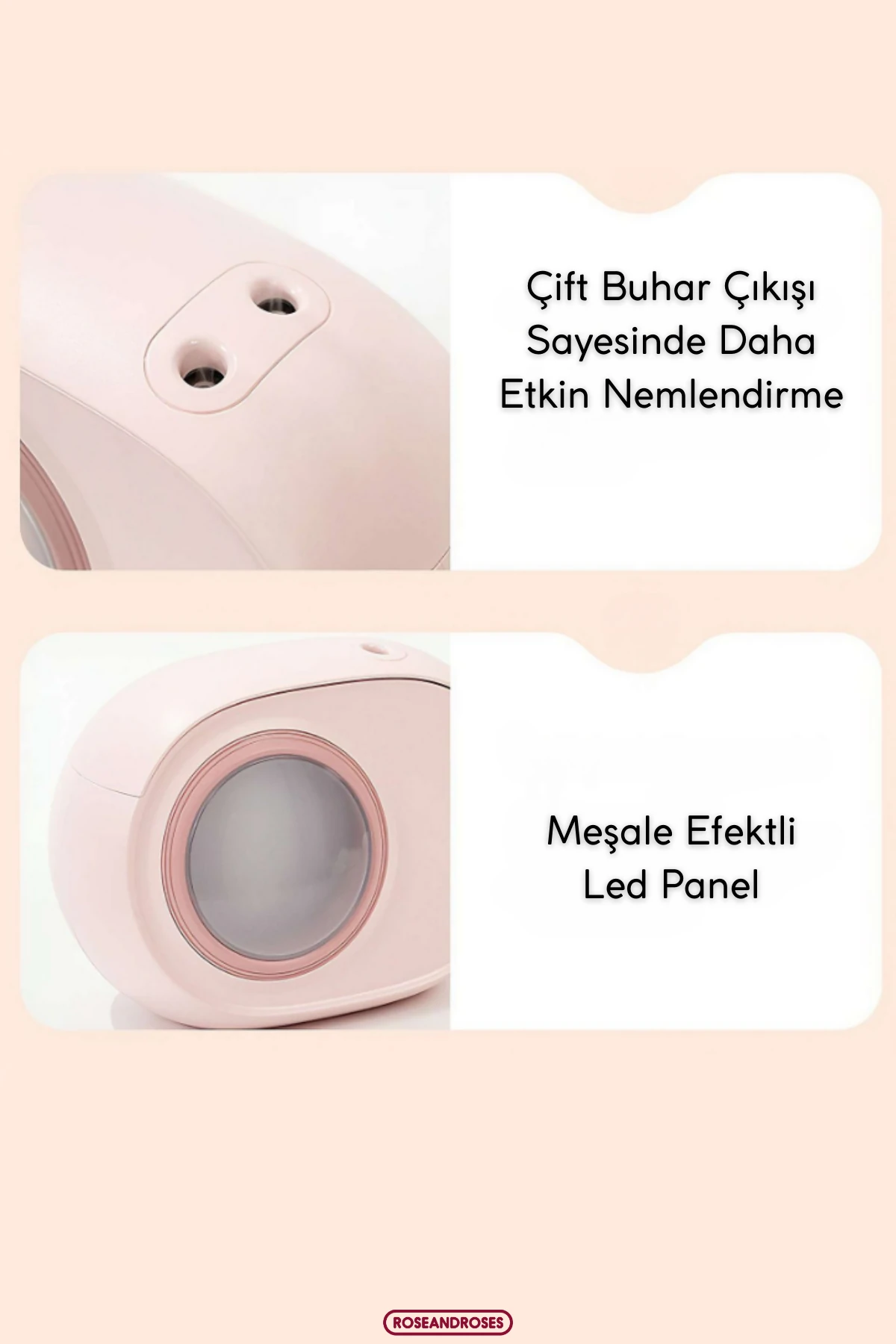 Ateş Efektli Buharlı Hava Nemlendirici ve Difüzör - Krem