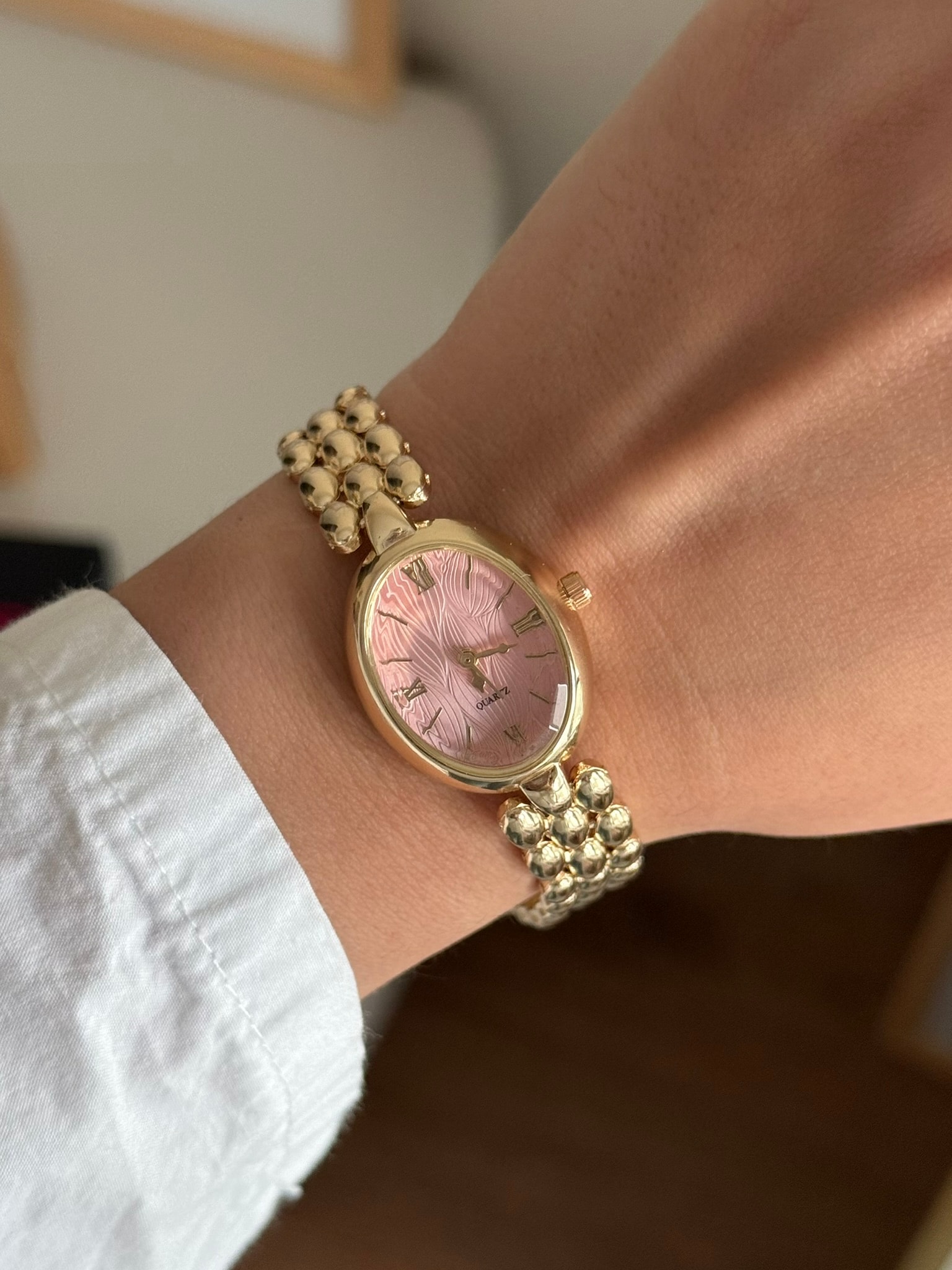 Aria Vintage Model Kadın Kol Saati Gold (Pembe Kadran)