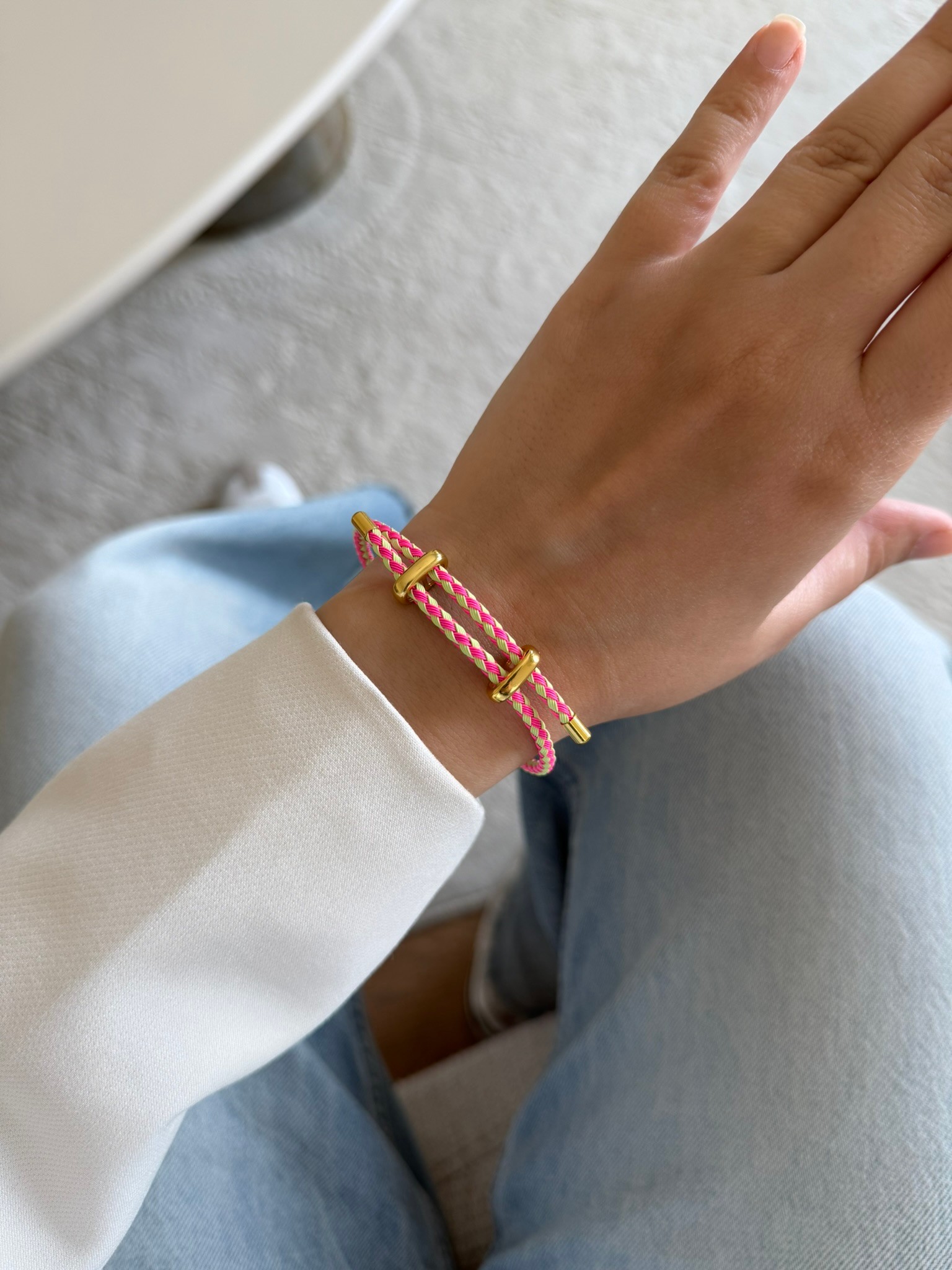 Hennes Orijinal Model İp Bileklik Pembe Yeşil