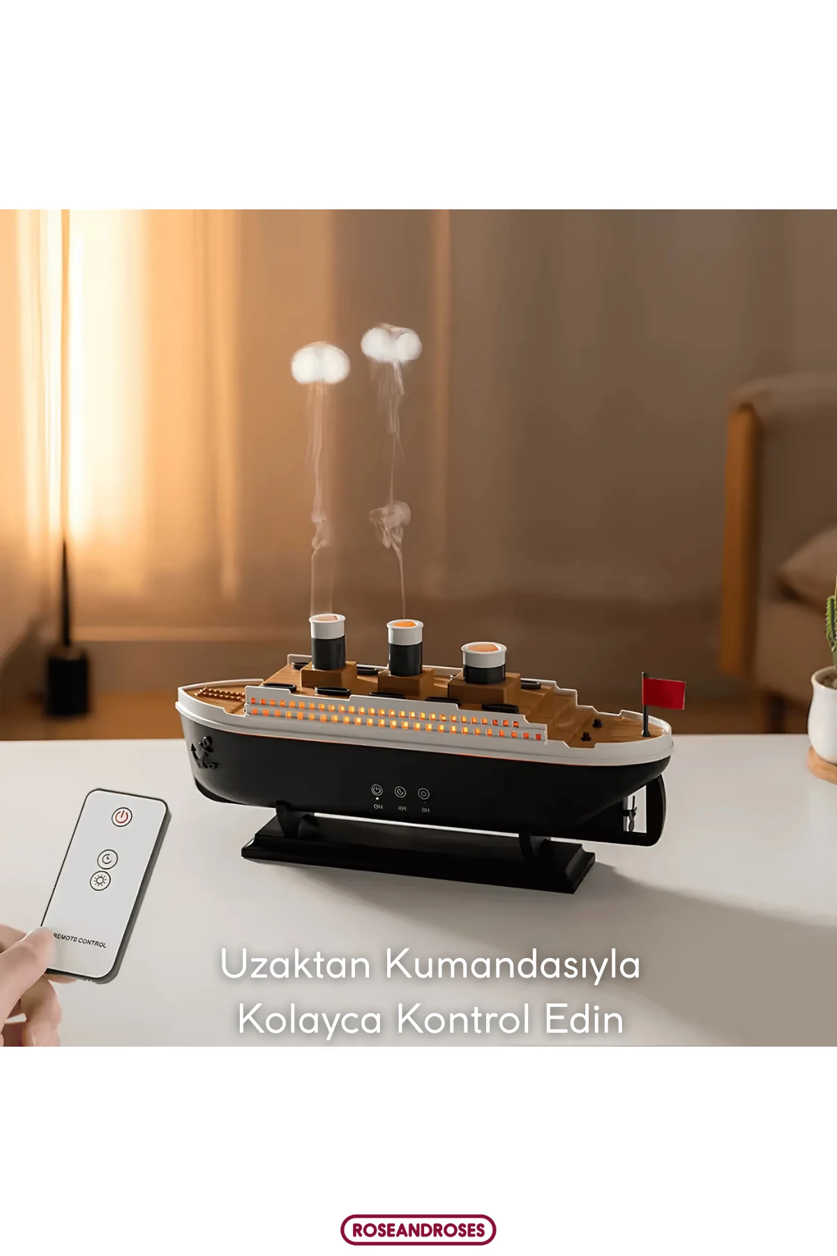 Gemi Görünümlü Buharlı Işıklı Hava Nemlendirici