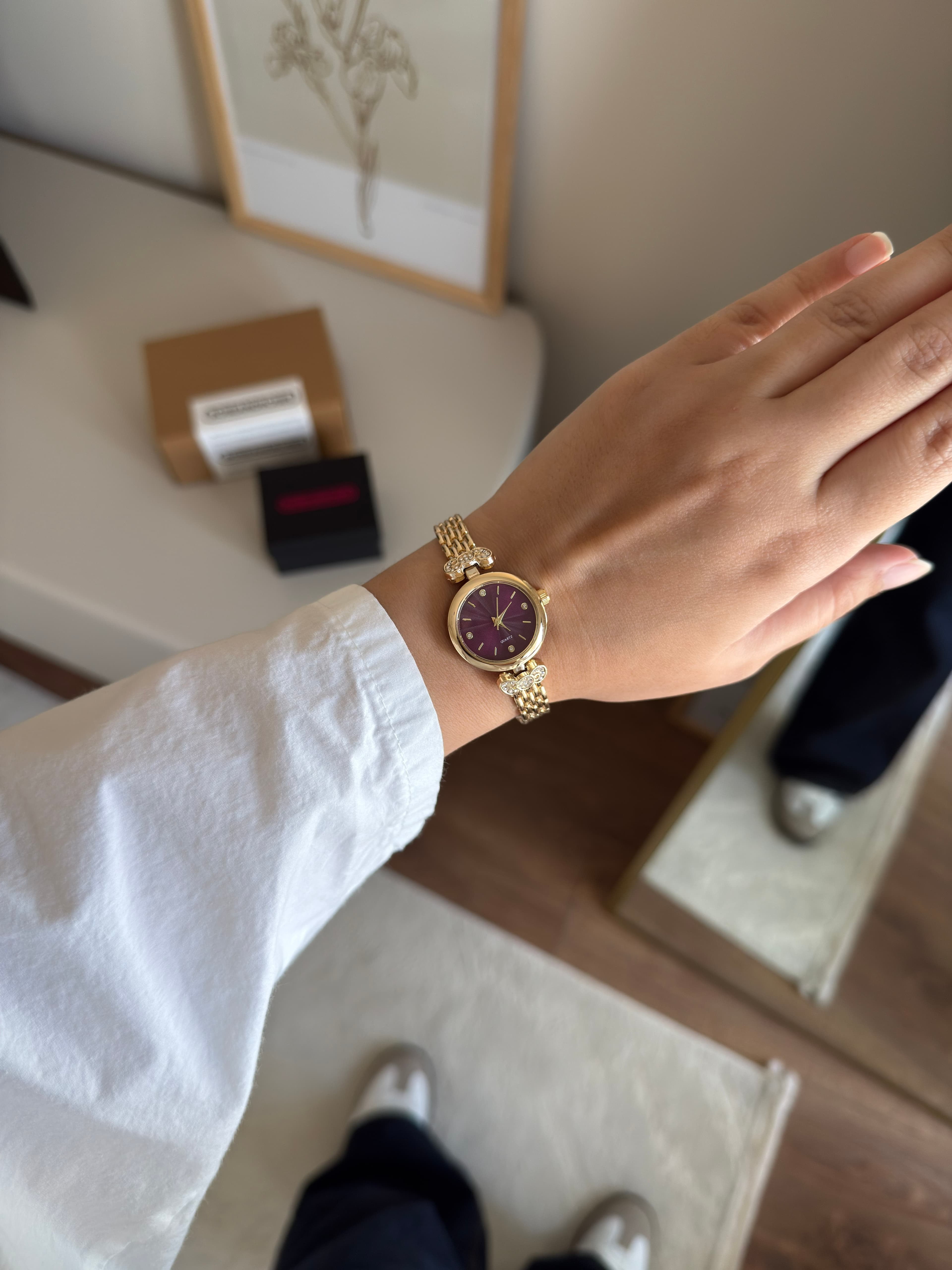 Mahre Minimal Kadın Kol Saati Gold (Bordo Kadran)