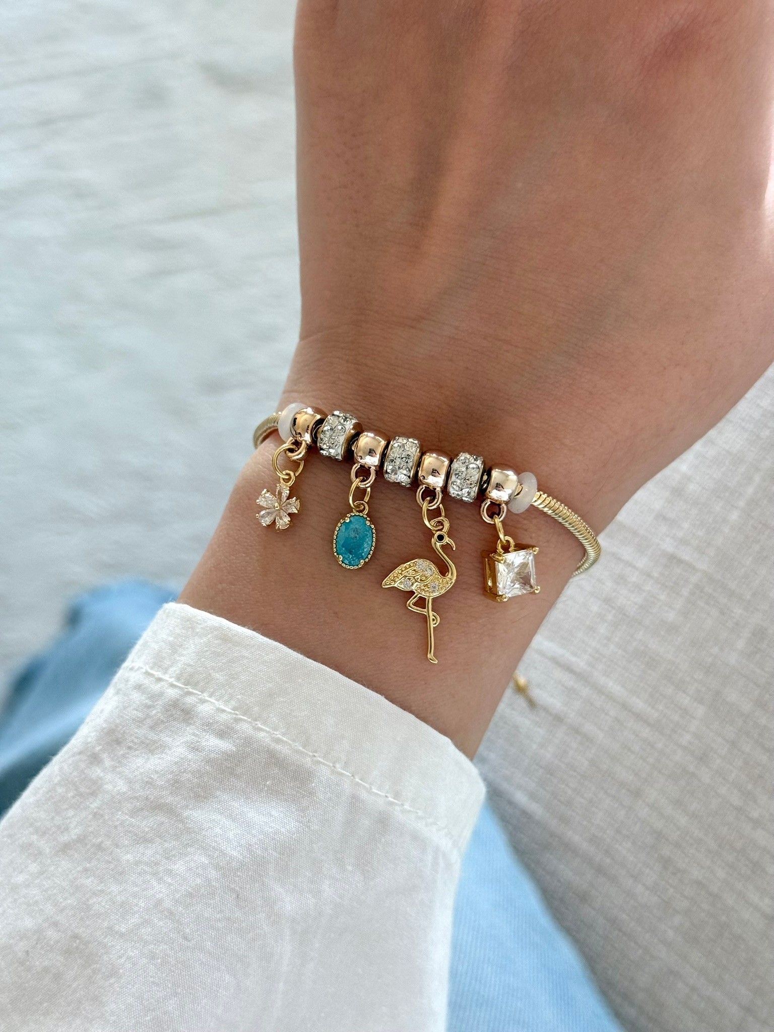 Flamingo Detay Bileklik Gold