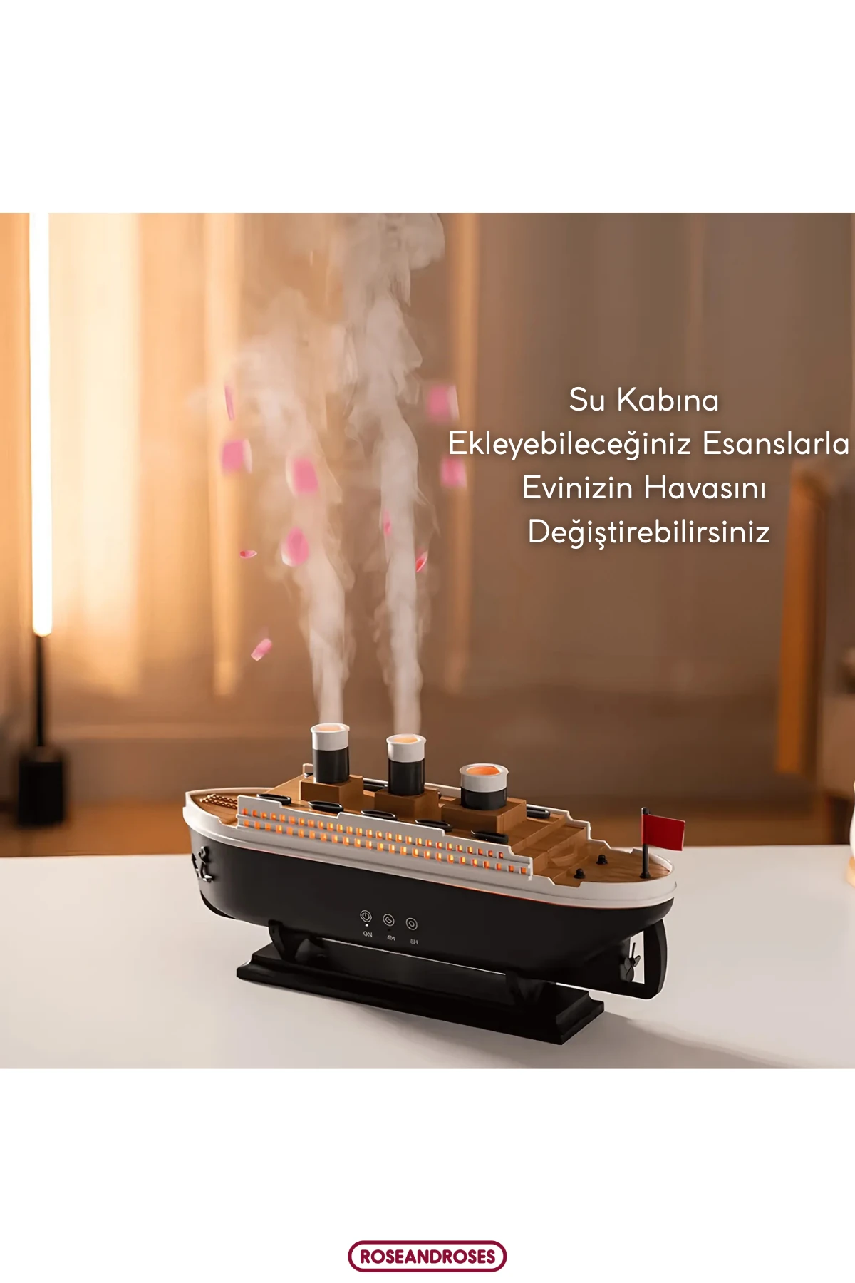 Gemi Görünümlü Buharlı Işıklı Hava Nemlendirici