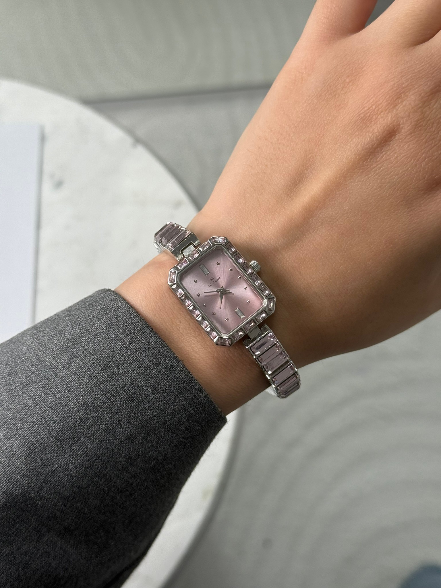 Gwen Sw Model Dikdörtgen Kasa Kadın Kol Saati Gümüş (Pembe Kadran)
