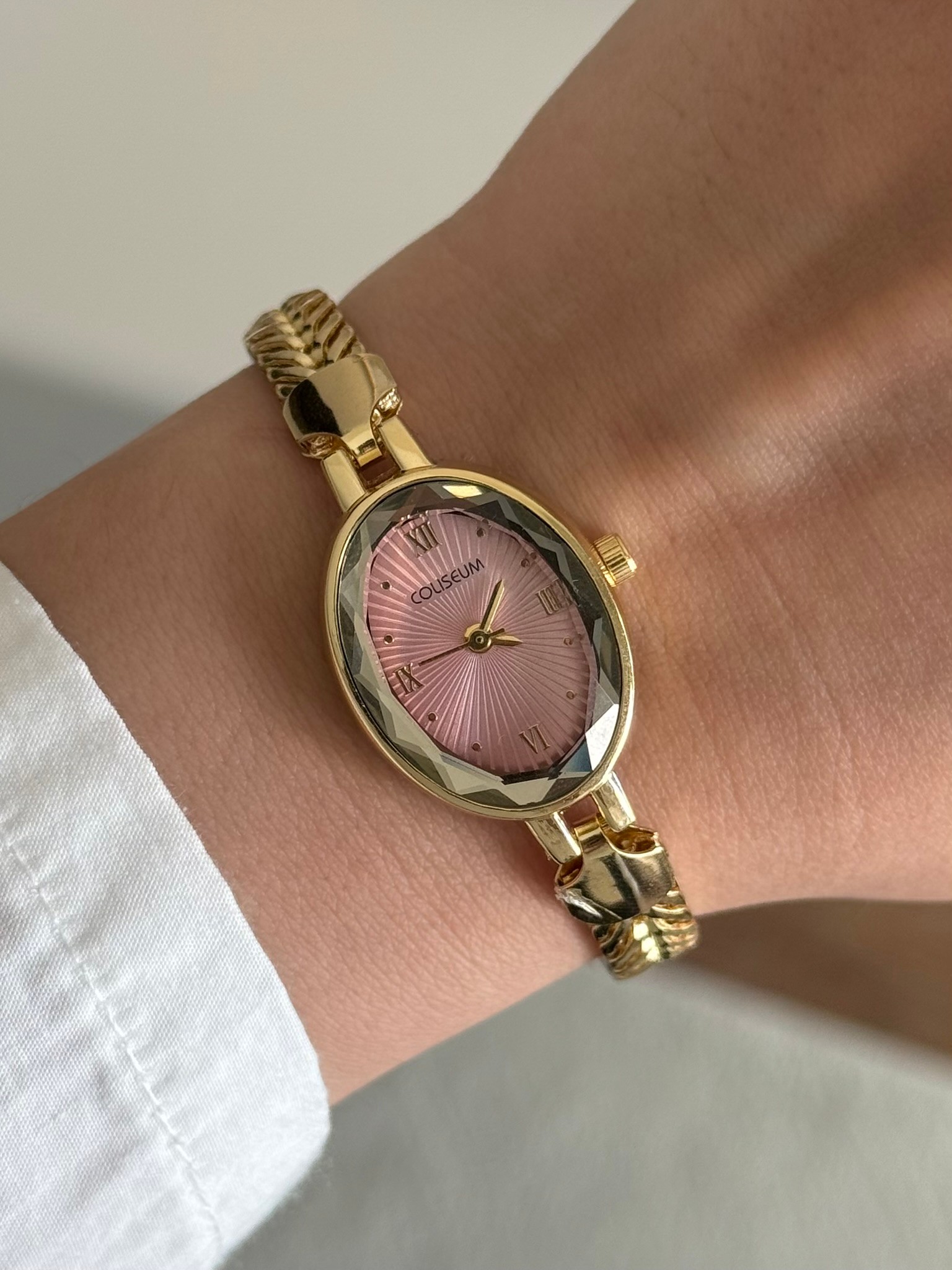 Lunox Örgü Zincir Kordon Minimal Kadın Kol Saati Gold (Pembe Kadran)