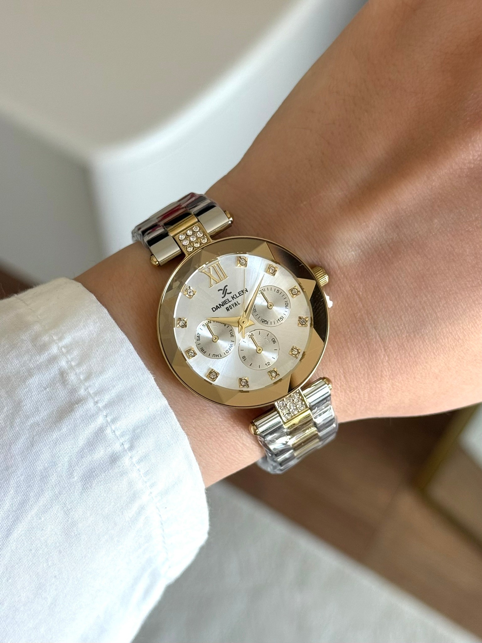 Daniel Klein Garantili Premium Kadın Kol Saati Gold-Gümüş Renk (Beyaz Kadran) RSDK-137