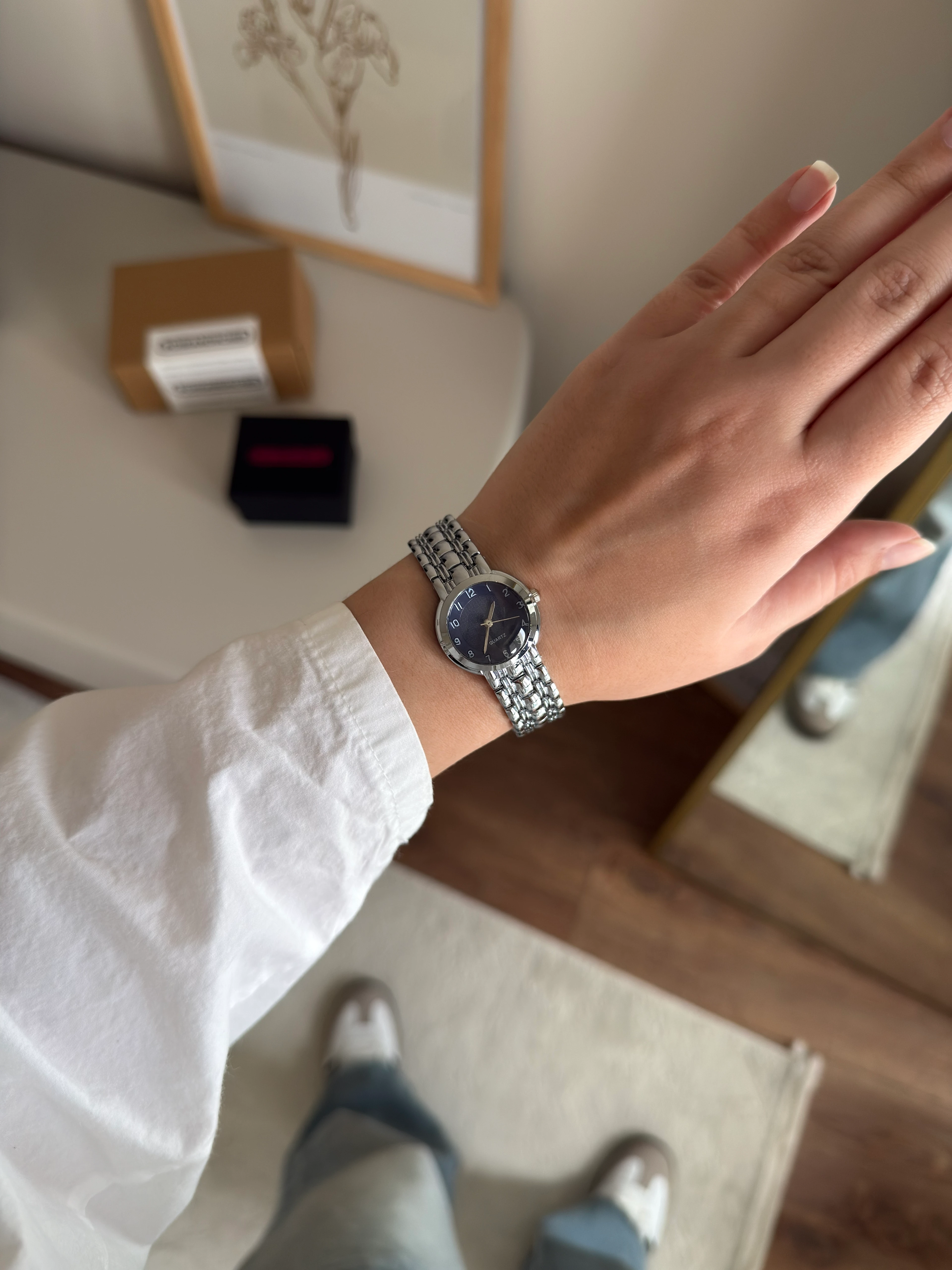 Noriko Basic Tasarım Kadın Kol Saati - Gümüş-Lacivert Kadran