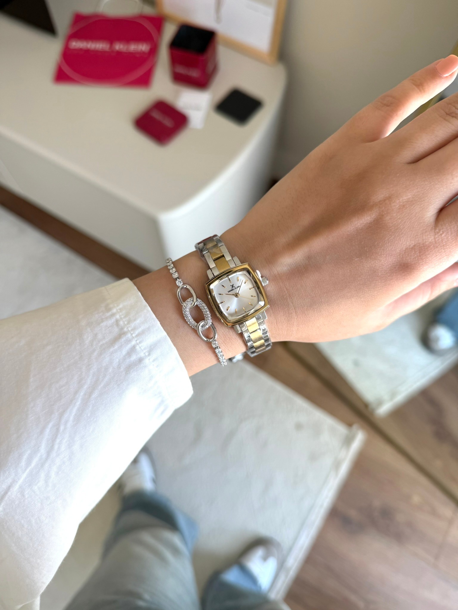 Daniel Klein Garantili Premium Kadın Kol Saati Gold-Gümüş Renk (Beyaz Kadran) RSDK-143