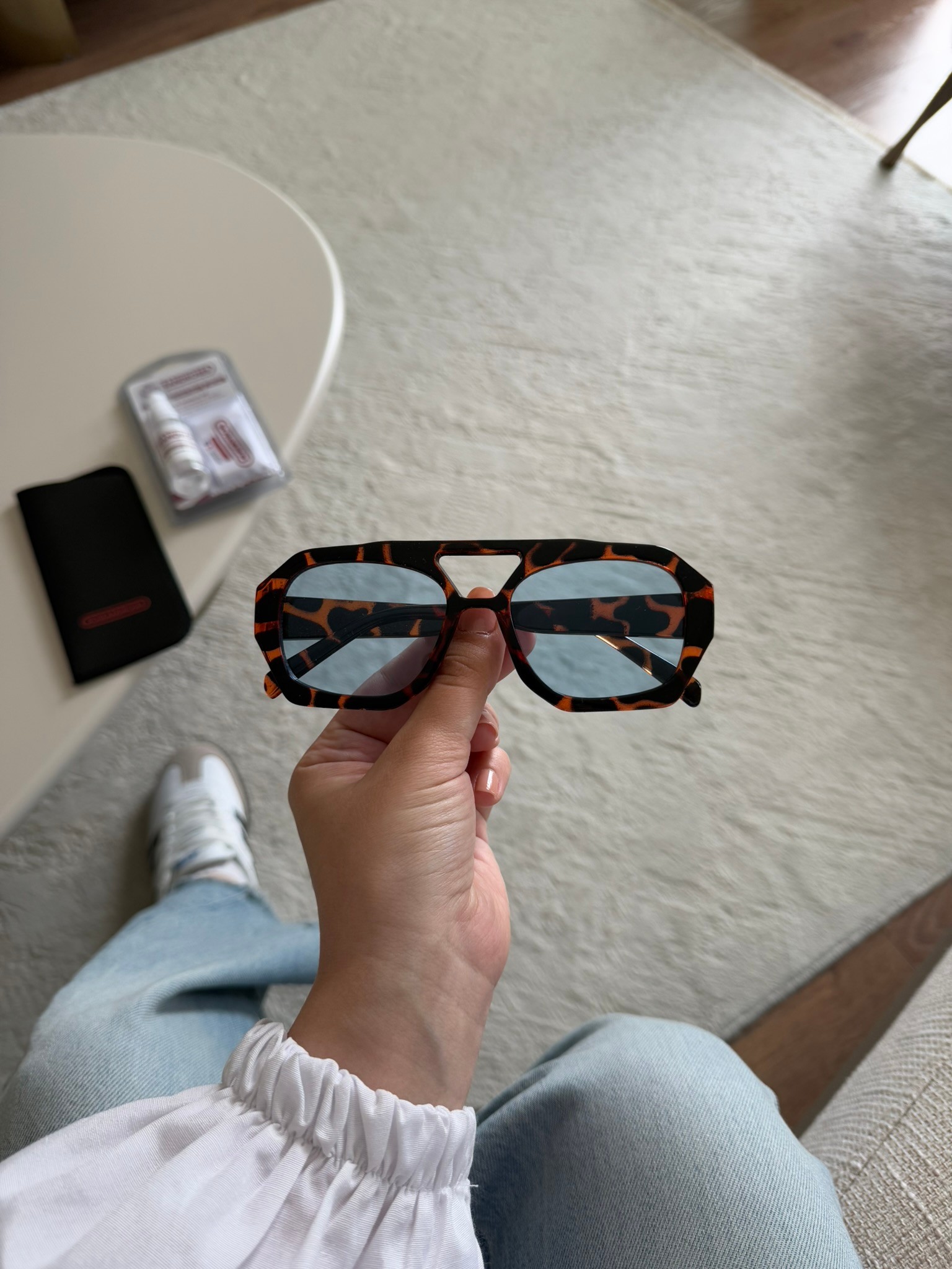 Vehile Orijinal Model Güneş Gözlüğü Leopar Çerçeve Mavi Cam