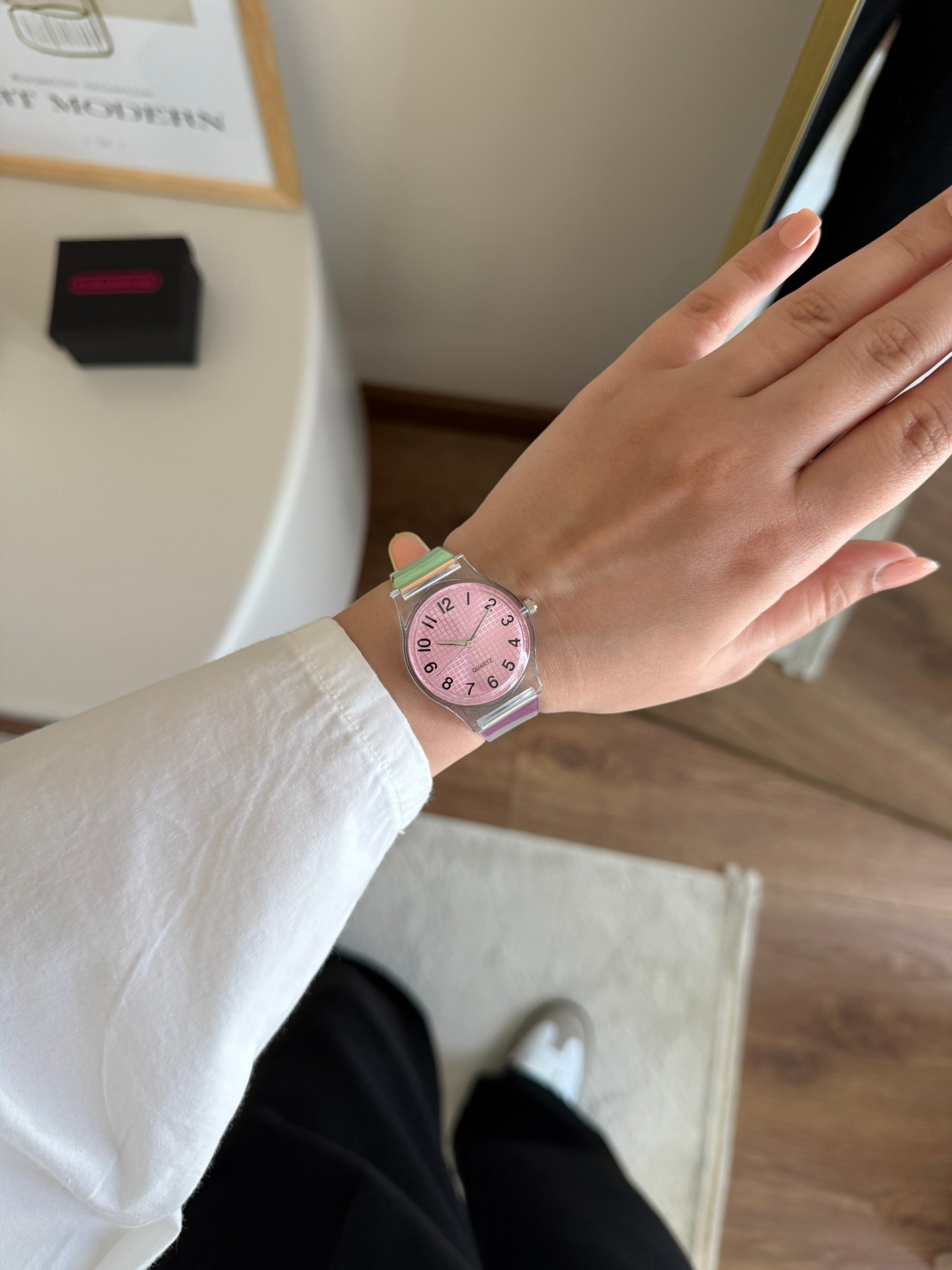 Zeo Silikon Yansımalı Kayış Kol Saati Pembe Kadran