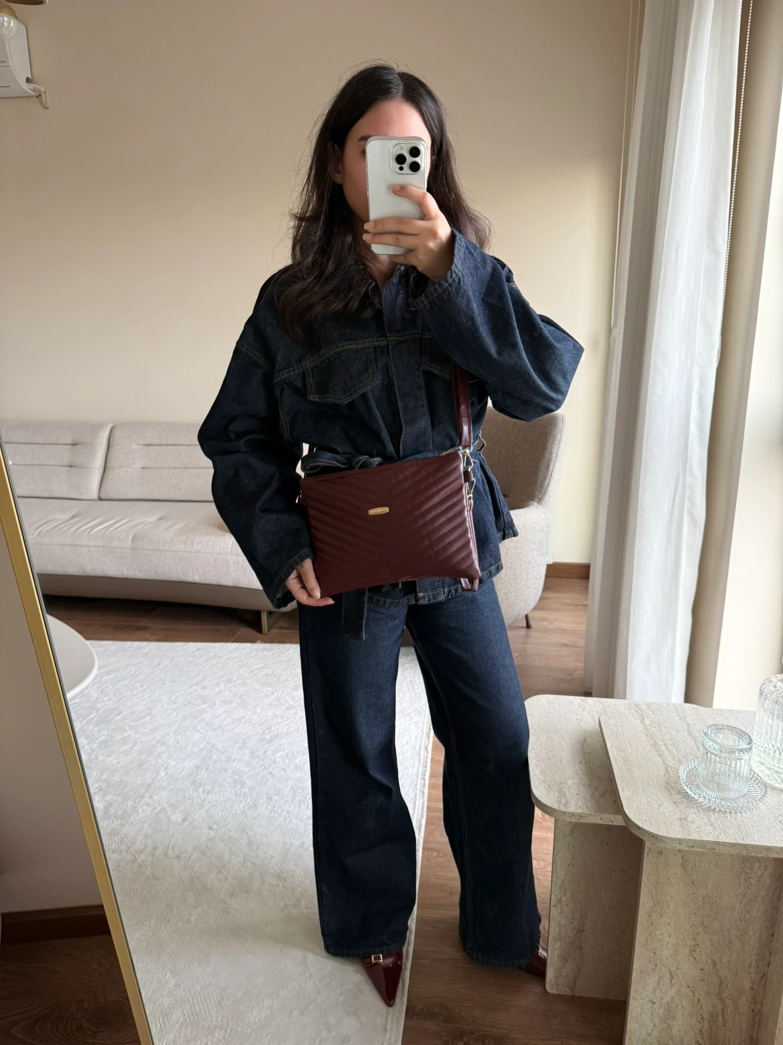 Leyana Portföy ve Uzun Askılı Kadın Çanta - Bordo