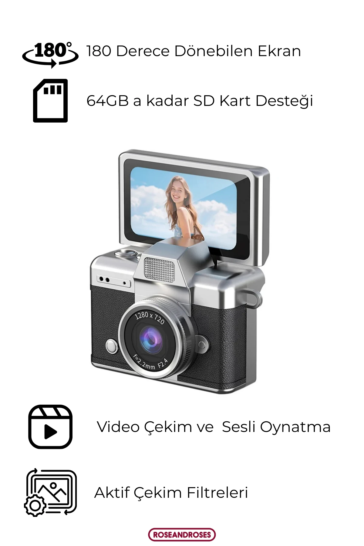 Minyatür Dönen Ekran Video Foto Kamera