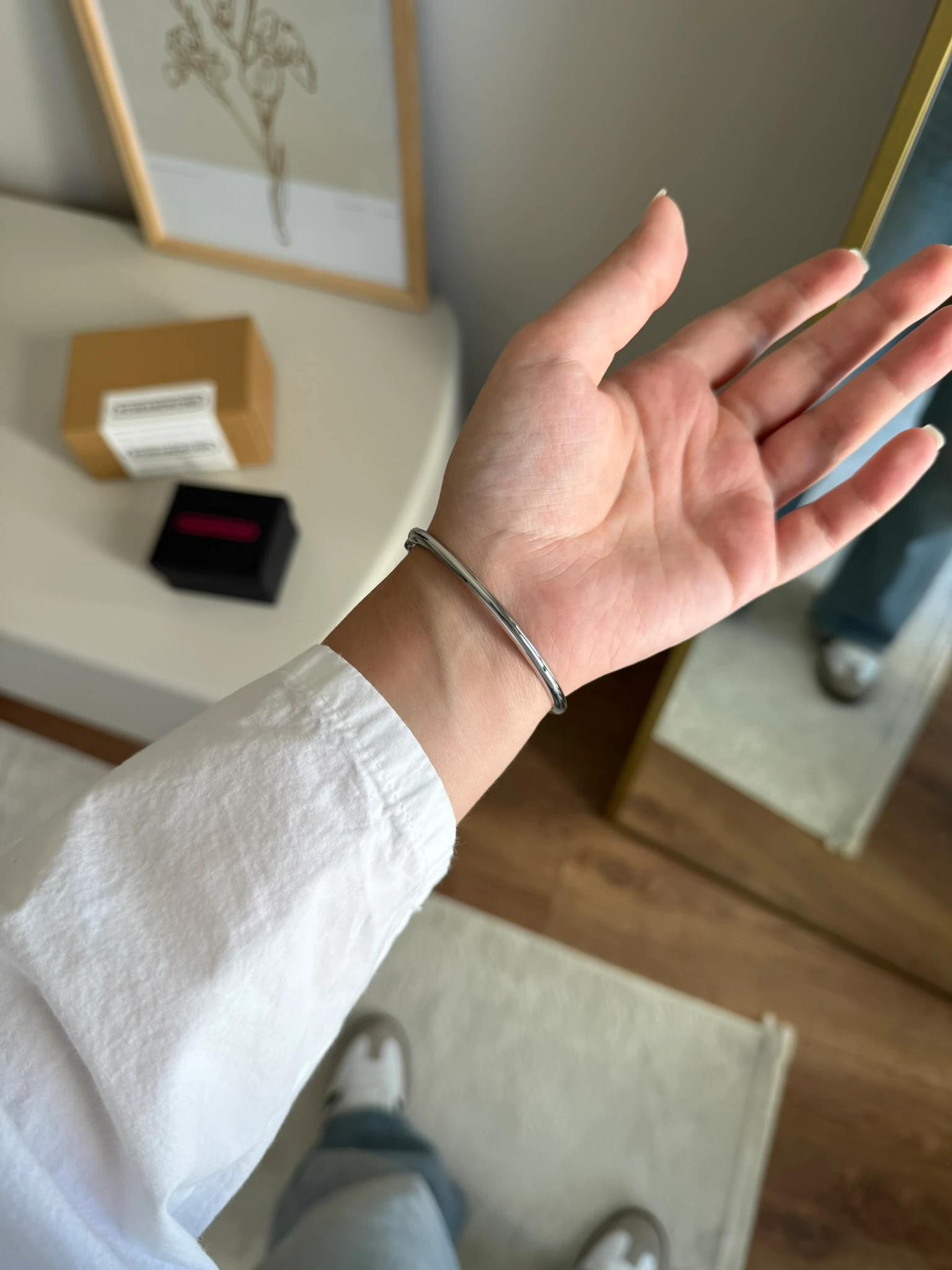 Jade Renkli Taş Kelepçe Bileklik Gümüş