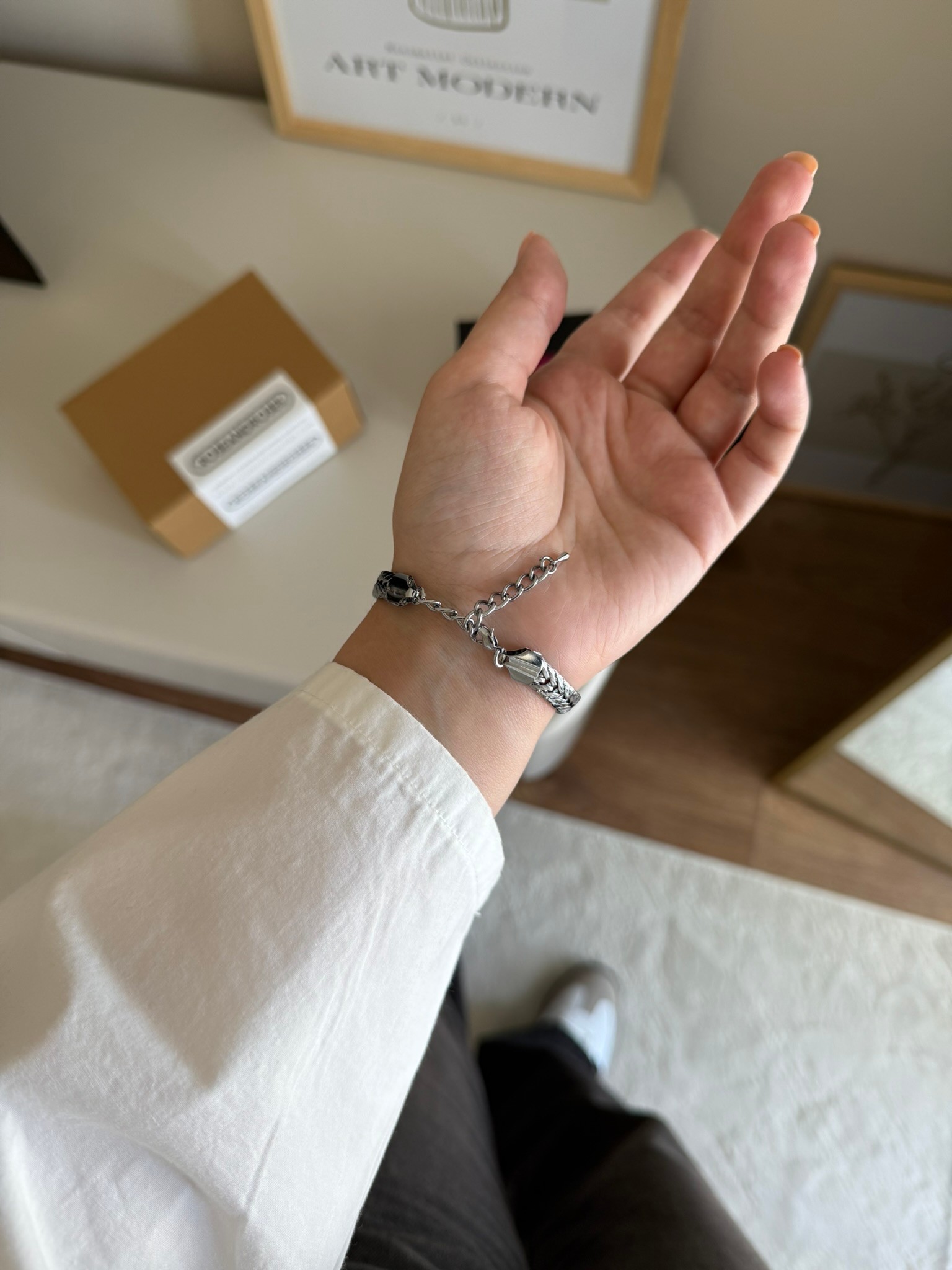 Lenna Örgü Zincir Kordon Minimal Kadın Kol Saati Gümüş (Yeşil Kadran)