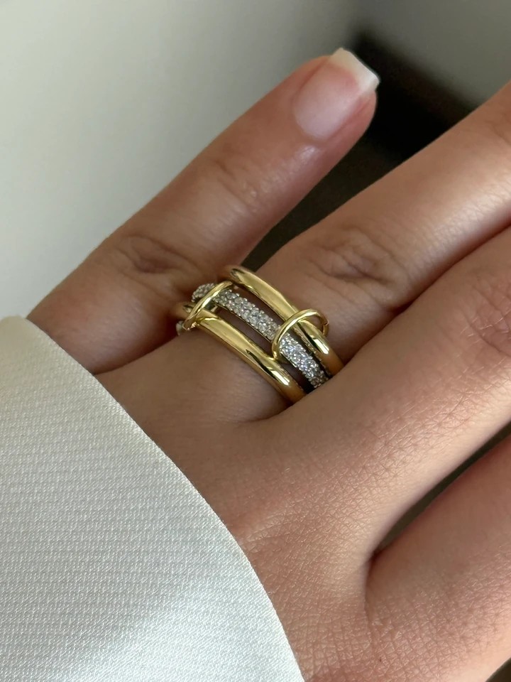 Çoklu Trend Yüzük Gold-Gümüş