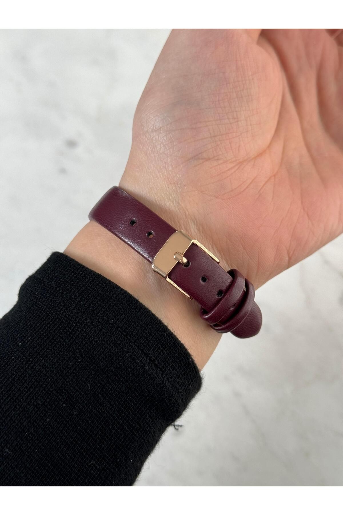 Poloni Özel Seri Kadın Kare Deri Vintage Yeni Sezon Kol Saati Old Money Still (Bordo)